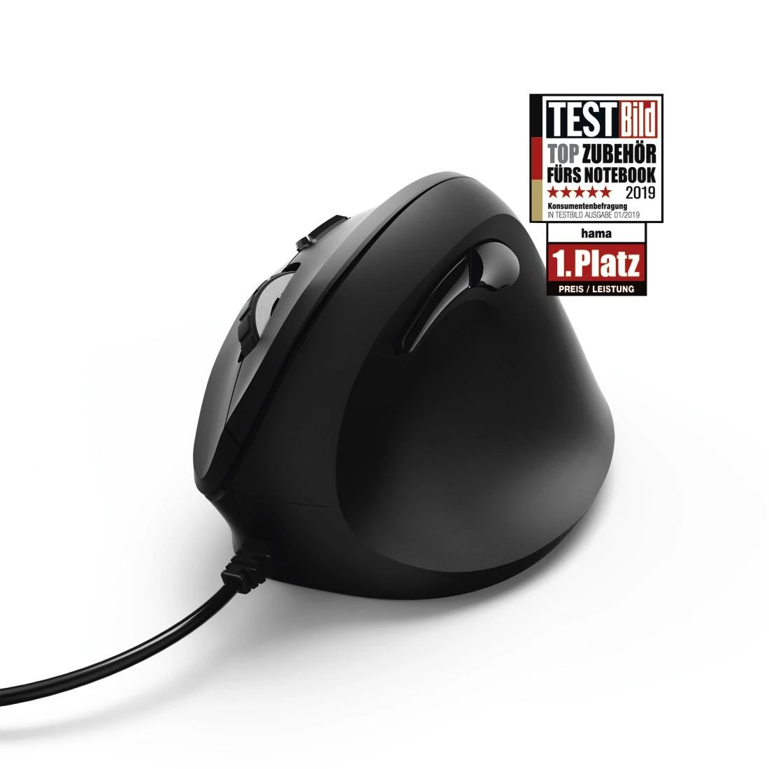Hama EMC-500 su laidu vertikali pelė, juoda