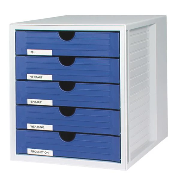 HAN Rinkinys 5 SZUFLADEK SYSTEM-BOX HAN A4 POLISTYREN SZARO-Mėlynas - HN145014-10