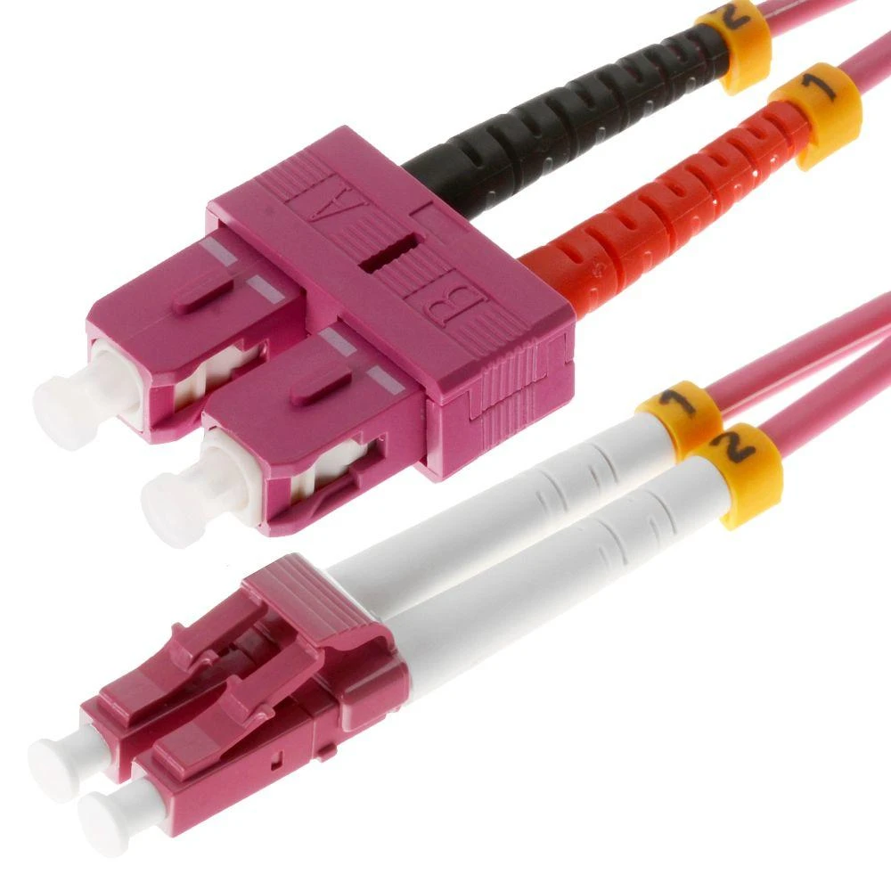 helos LWL Patchkabel OM4 Duplex 3,0mm LC-SC 50/125µm erikaviolett 20m LSZH