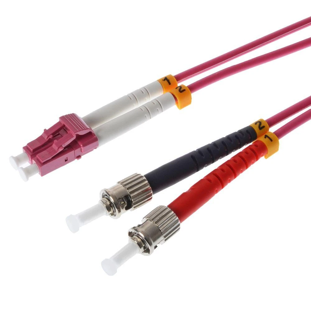 helos LWL Patchkabel OM4 Duplex 3,0mm LC-ST 50/125µm erikaviolett 2m LSZH