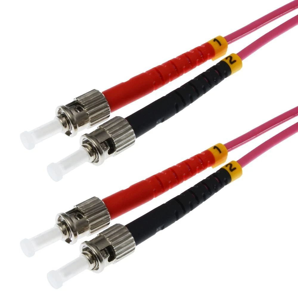 helos LWL Patchkabel OM4 Duplex 3,0mm ST-ST 50/125µm erikaviolett 2m LSZH