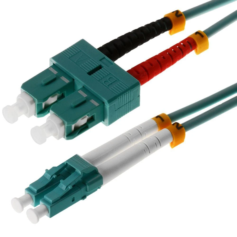 helos LWL Patchkabel OM3 Duplex 3,0mm LC-SC 50/125µm aqua 3m LSZH