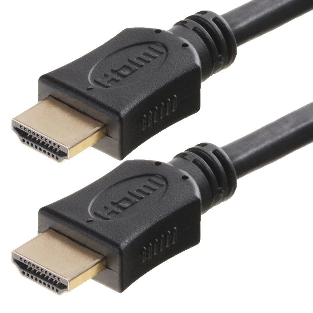 Juodas HDMI kabelis su dviem jungtimis
