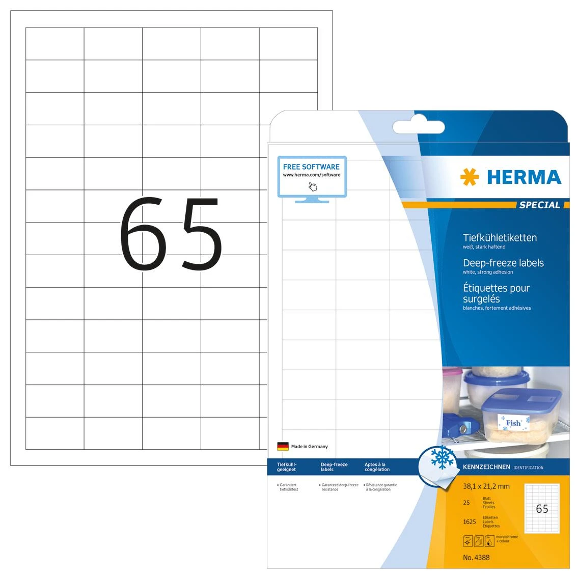 Herma šaldytos lipnios etiketės 38,1x21,2 mm (4388)
