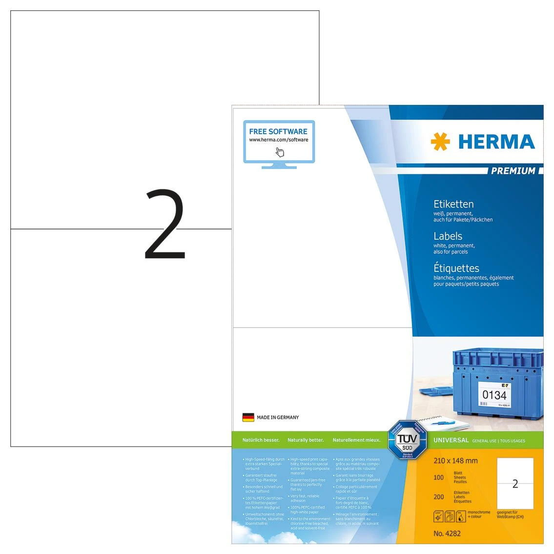 Herma Premium etiketė A4, balta, 100 puslapių (4282)