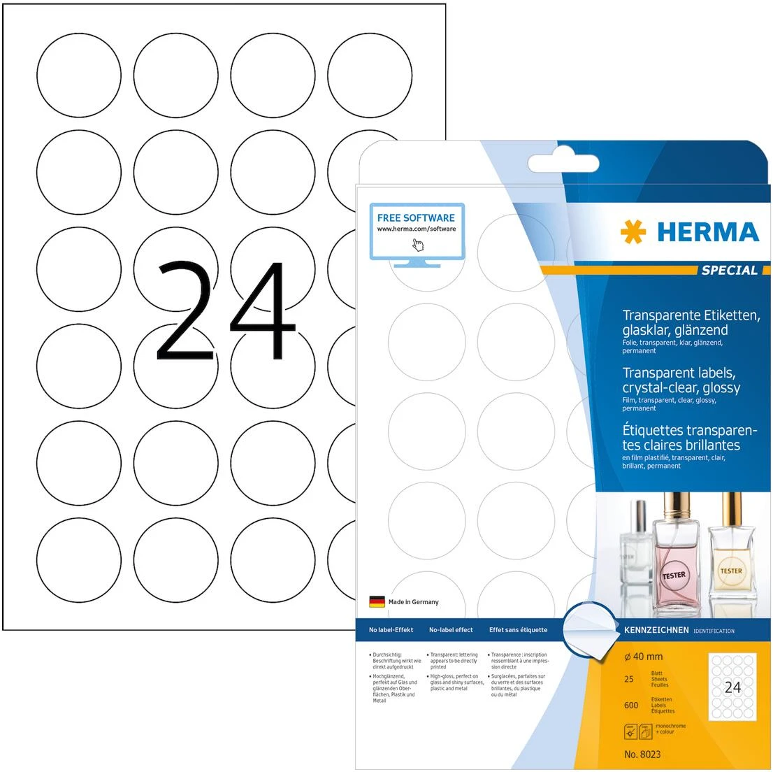 Herma Lipnios etiketės Ø 40 mm / 600 vienetų (8023)