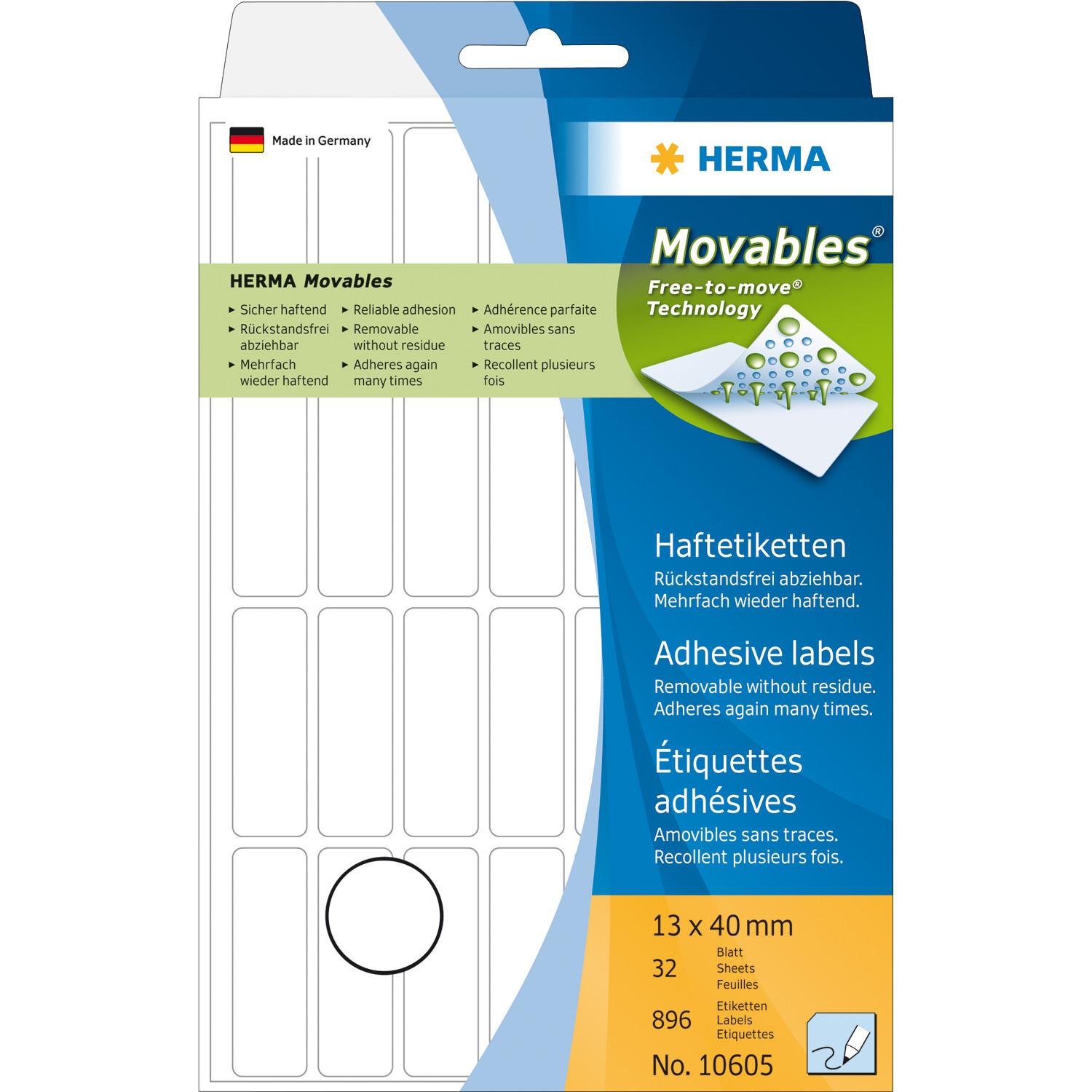 Herma Etykieta 13x40 mm, balta, 896 vnt (10605)