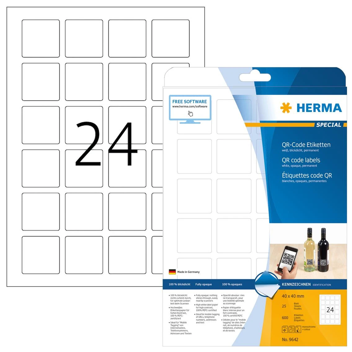 „Herma“ etiketės QR kodams 40x40 mm (9642)