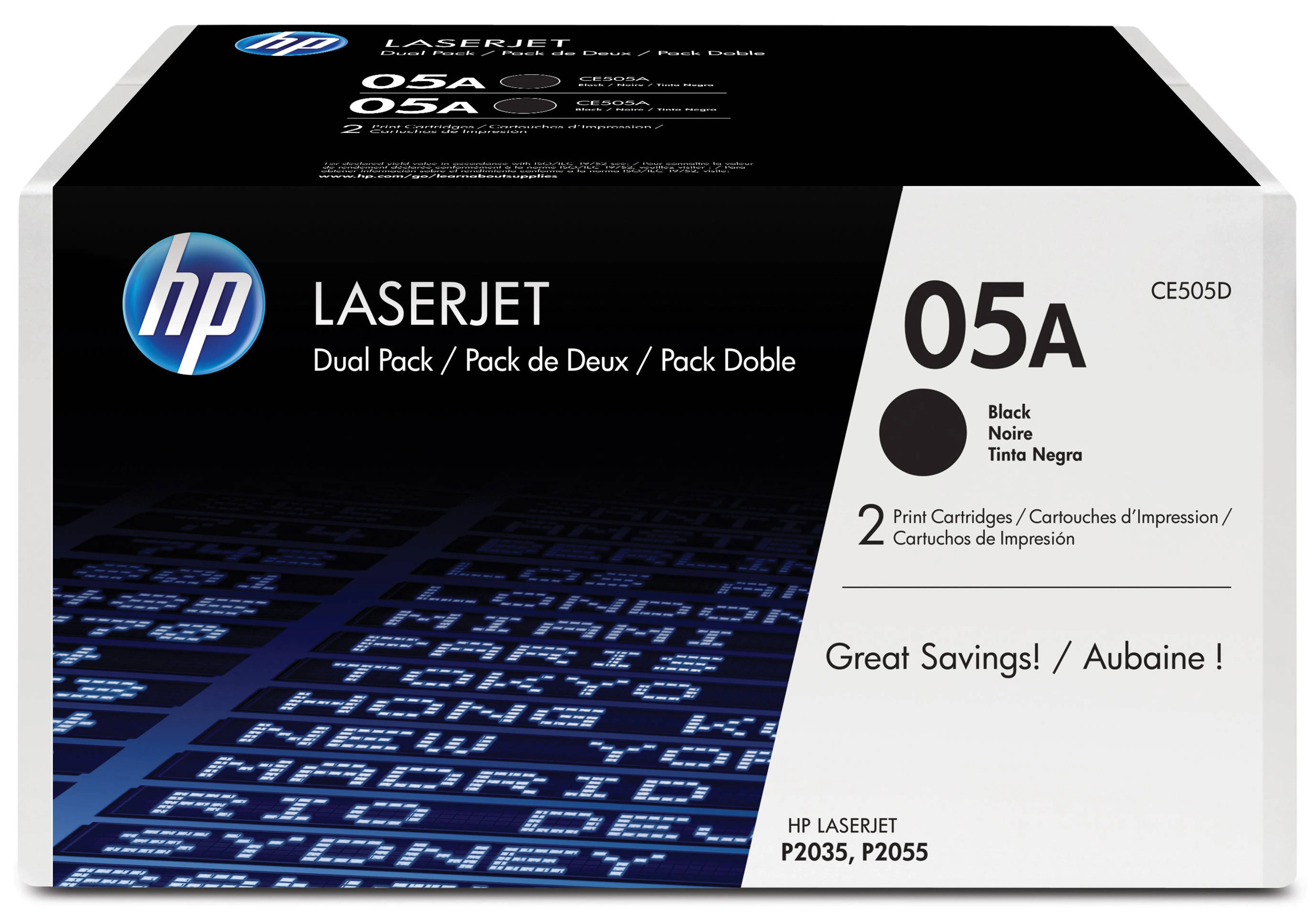 Hewlett Packard (HP) HP CE505D No.05A Dual Pack Juodas kasetė (CE505D)