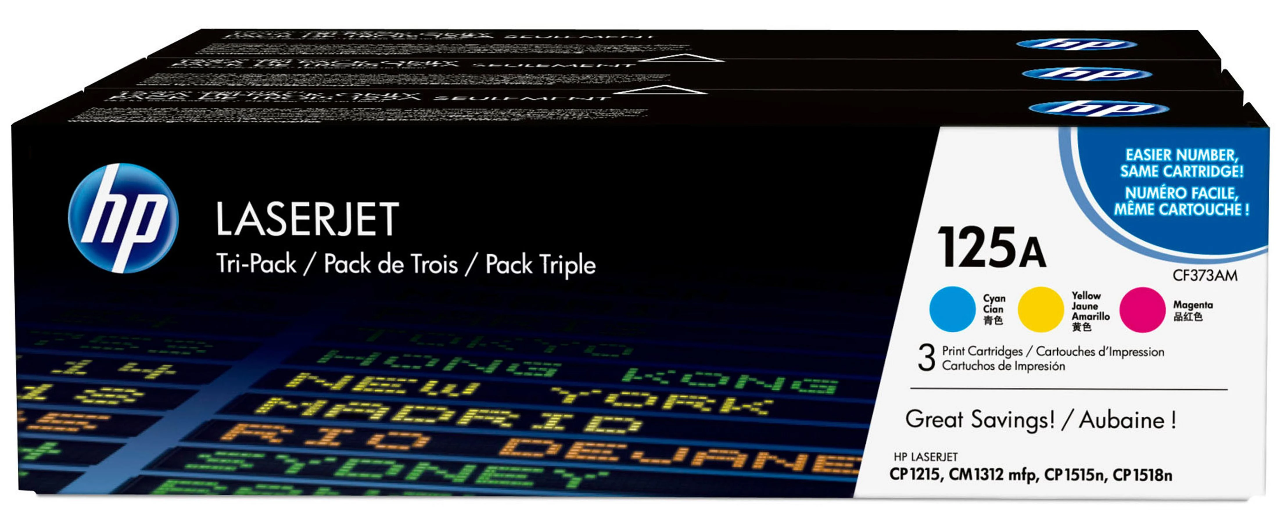 Hewlett Packard (HP) HP 125A, skirtas Color LaserJet CP1210/CP1510/CM1312 serijai C,Y,M (kiekvienas 1 400 puslapių)