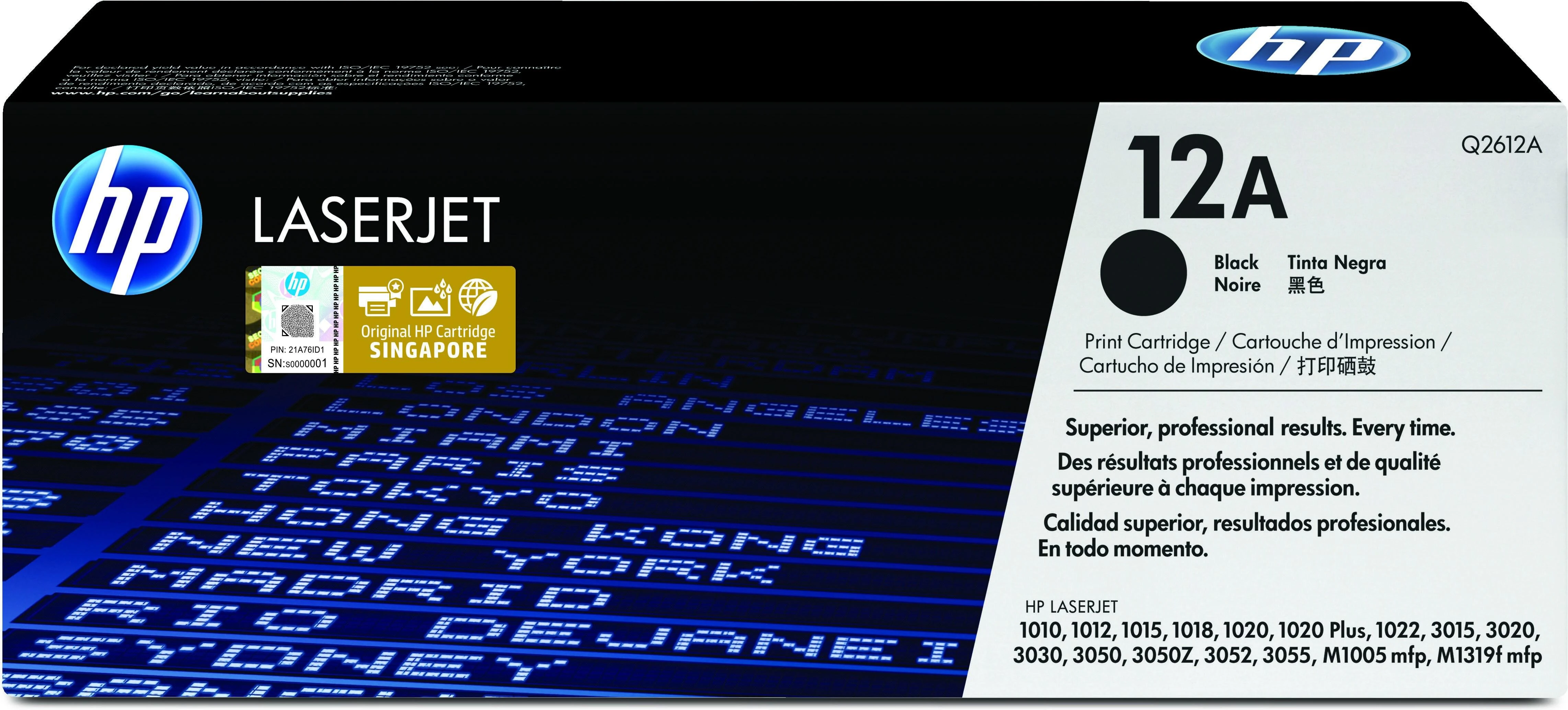 Hewlett Packard (HP) HP 12A Juodas Toneris Cartridge, 2000 pages, for LaserJet 1010,1012,1015,1018,1020,1022,3015,3020,3030,3050,3052,3055