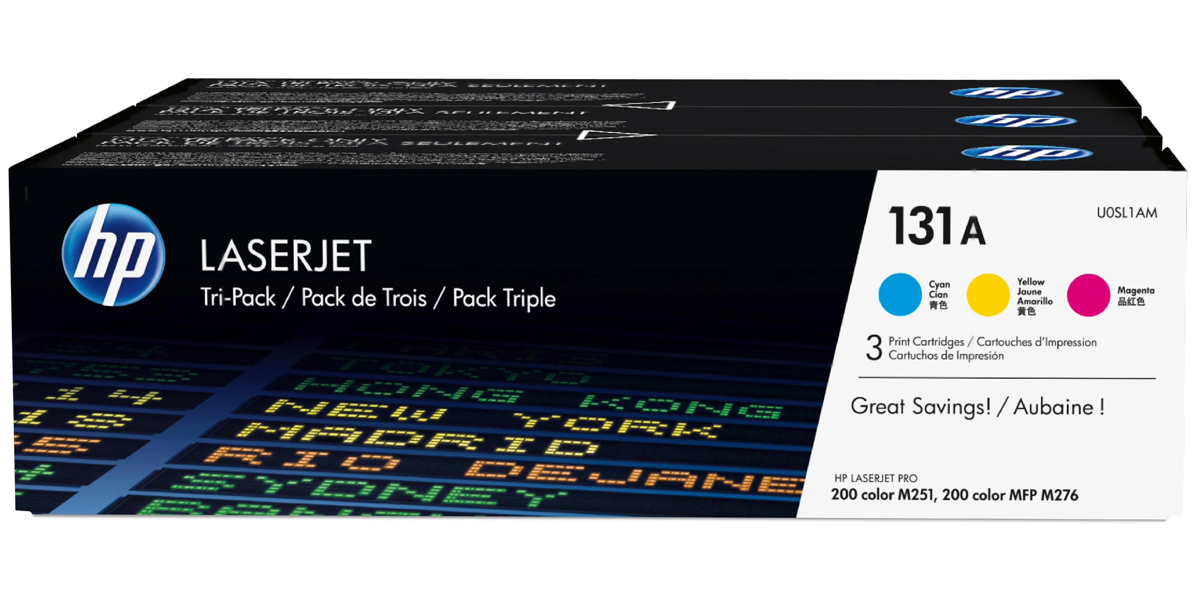 Hewlett Packard (HP) Toneris HP HP131A (skirtas Hewlett Packard spausdinimui, originalus CF211A+CF212A+CF213A žydra, geltona, rausva)