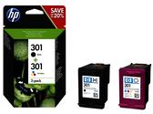 Hewlett Packard (HP) HP 301 rašalo kasetė, 2 vnt. pakuotė, juoda ir spalvota (CH561EE + CH562EE)