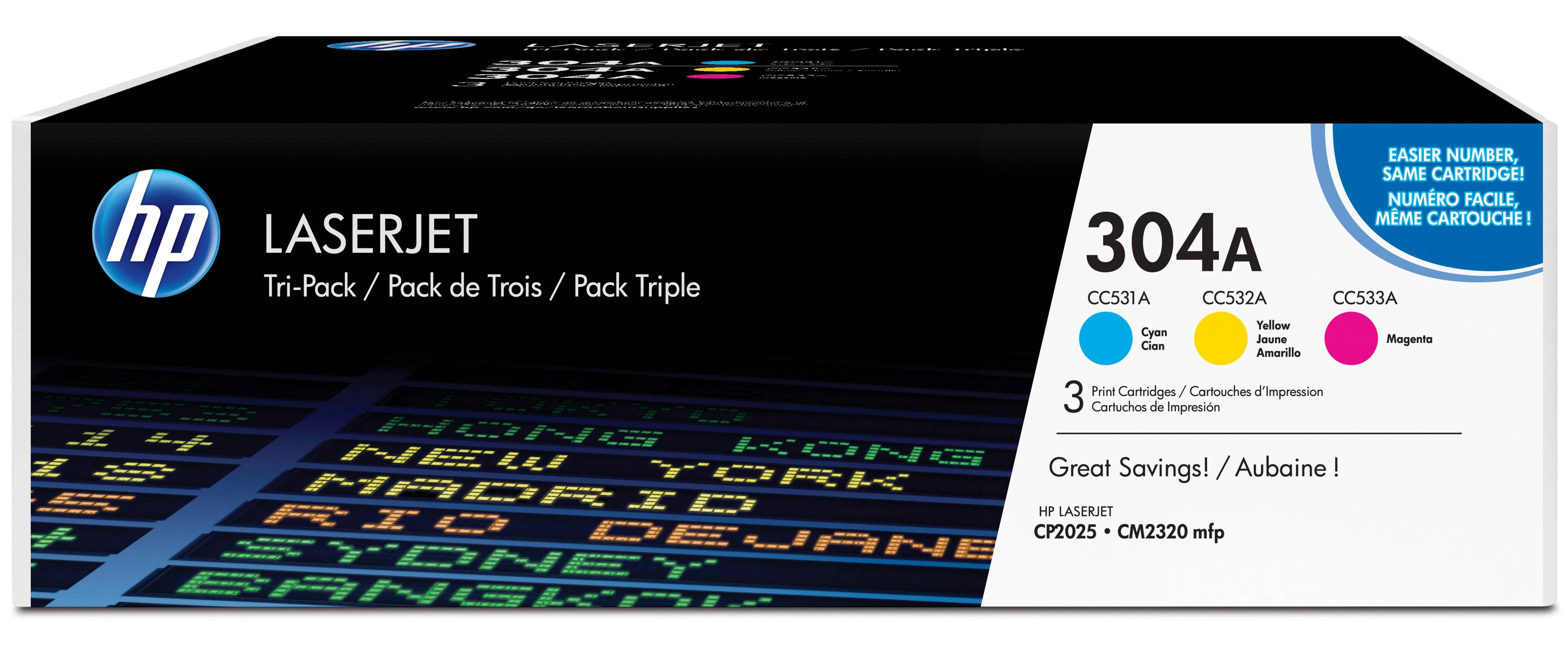 Hewlett Packard (HP) HP 304A, skirtas Color LaserJet CP2025 / CM2320 serijai C,Y,M (kiekvienas 2 800 puslapių)