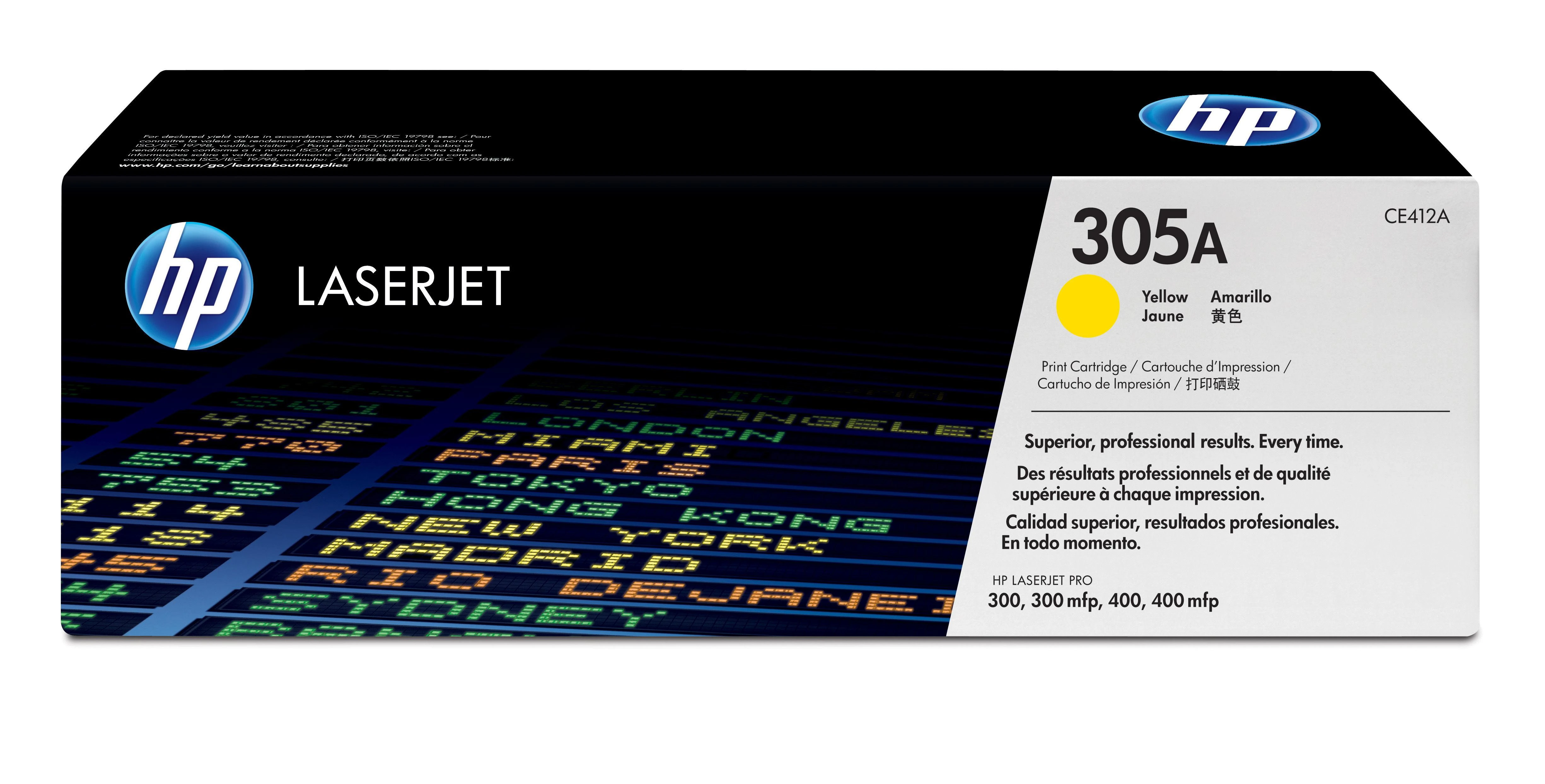 Hewlett Packard (HP) HP 305A Geltona Toneris Cartridge, 2600 puslapių, skirta HP Color LaserJet Pro M375NW, Pro M475DN, M451dn