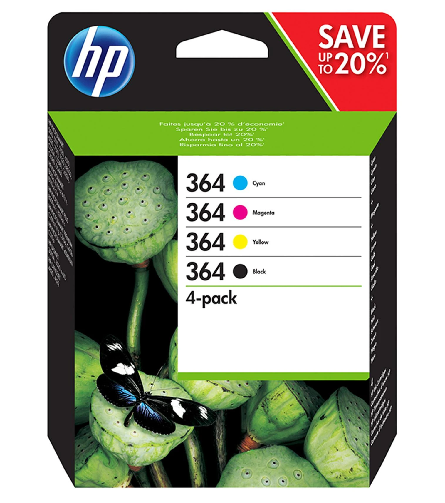 Hewlett Packard (HP) HP 364 4-Pack (N9J73AE) Rašalinių kasečių komplektas, C/M/Y/BK