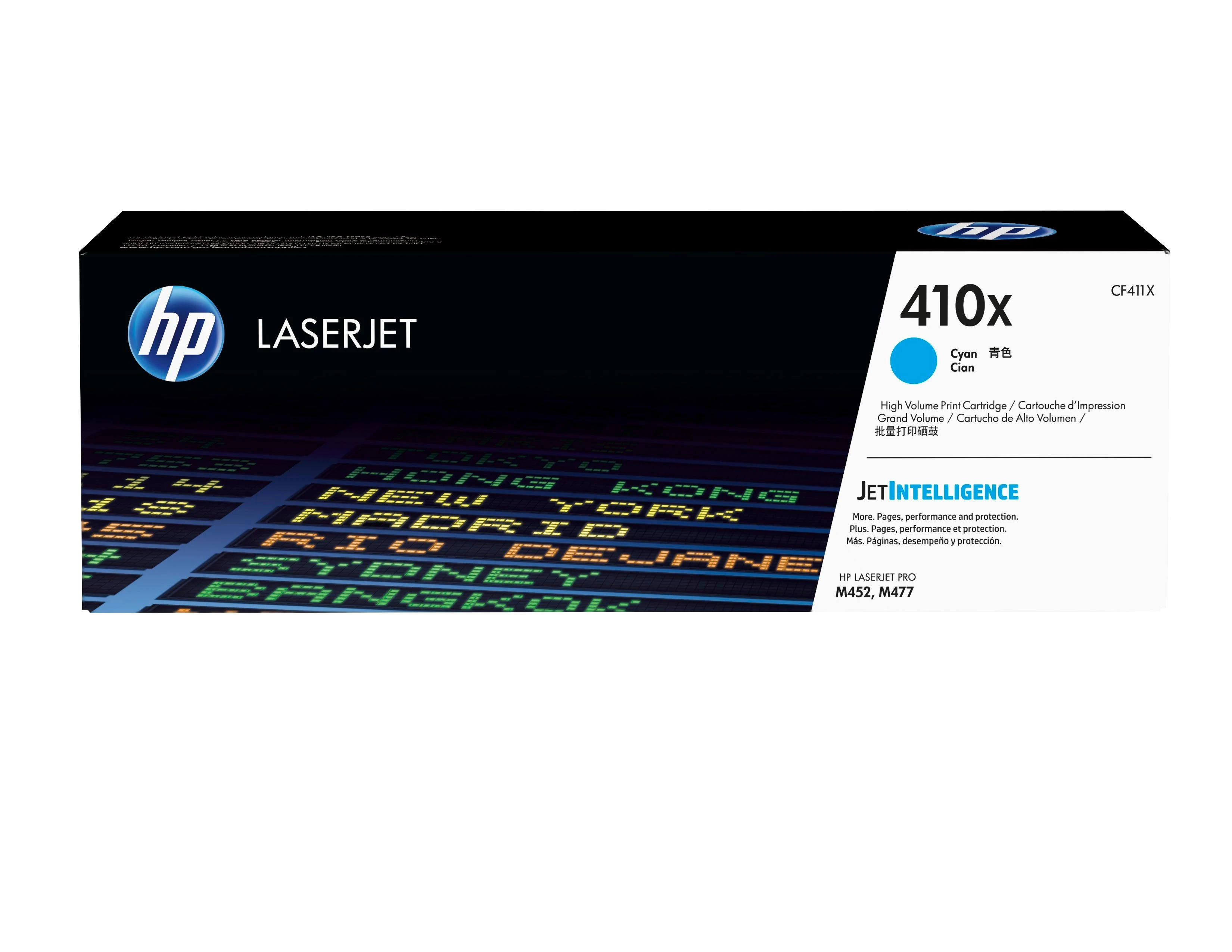 Hewlett Packard (HP) HP 410X didelio našumo žalsvai mėlyna originali LaserJet dažų kasetė (5 000 puslapių)