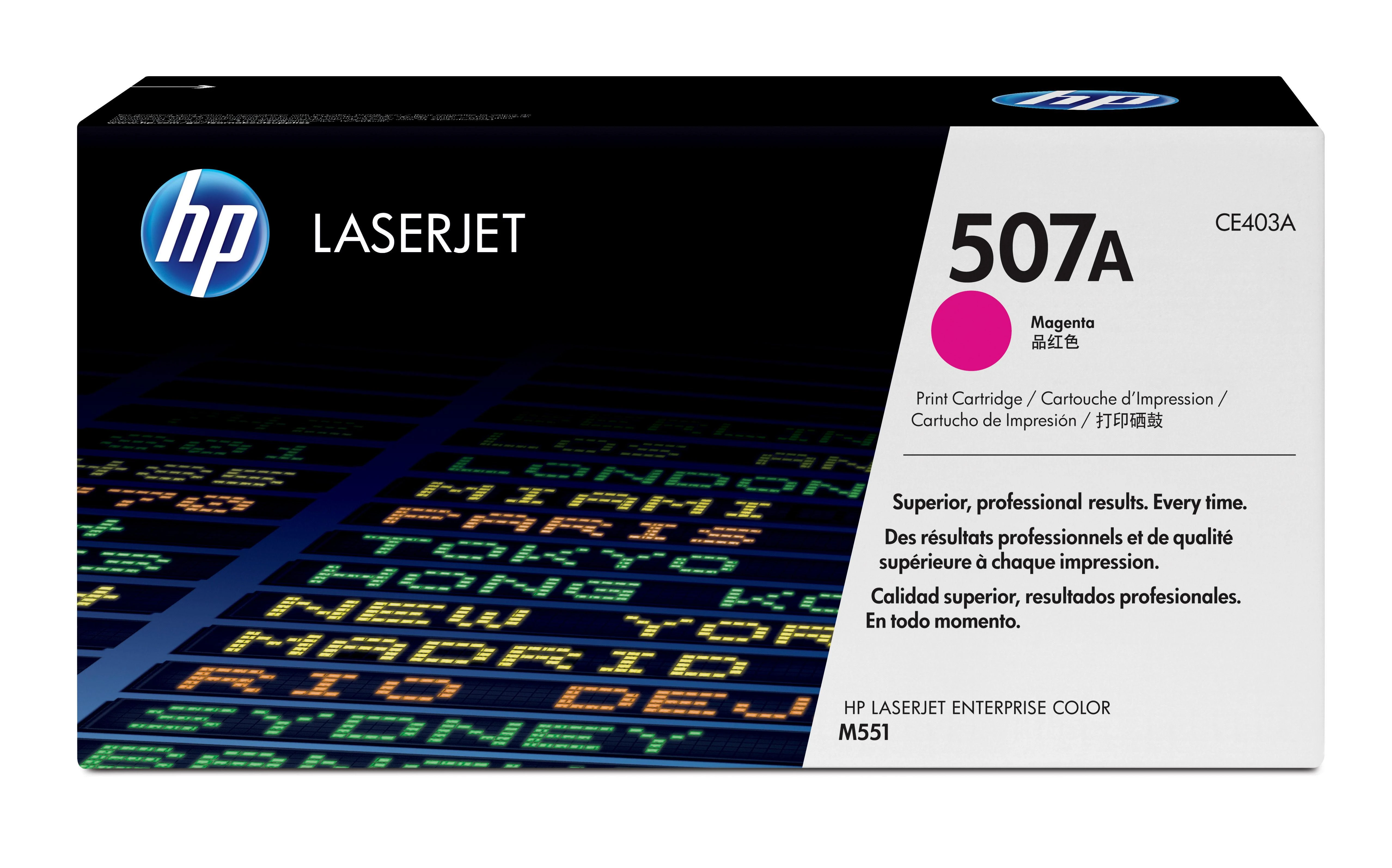 Hewlett Packard (HP) HP 507A Magenta Toneris Cartridge, 6000 puslapių, skirta HP LaserJet Enterprise 500 color M551