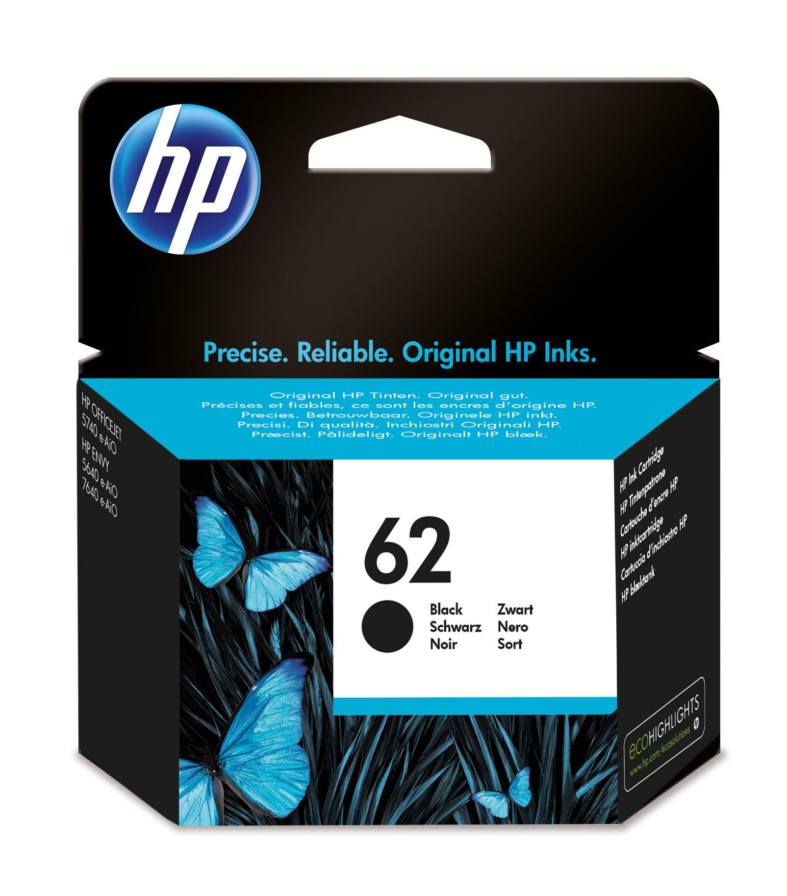 Hewlett Packard (HP) HP 62 Juodas rašalo kasetė, 200 puslapių, skirta HP ENVY 5540, 5640, 5740