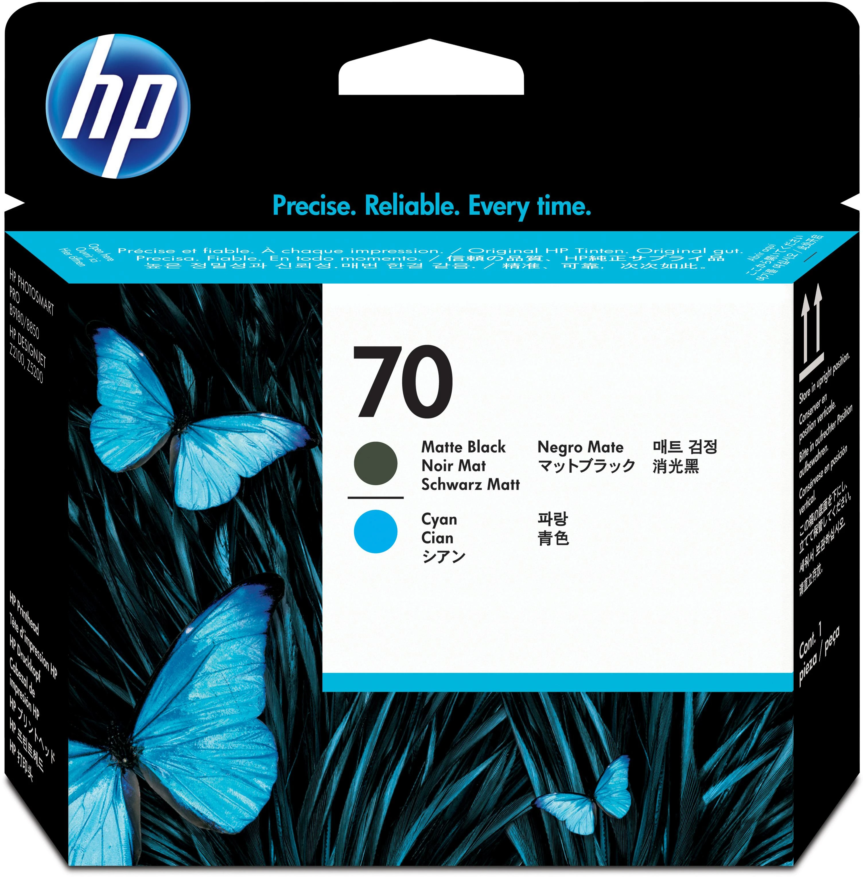 Hewlett Packard (HP) HP 70 Printhead DJ Z2100 PS B9180 matte juodas + cyan