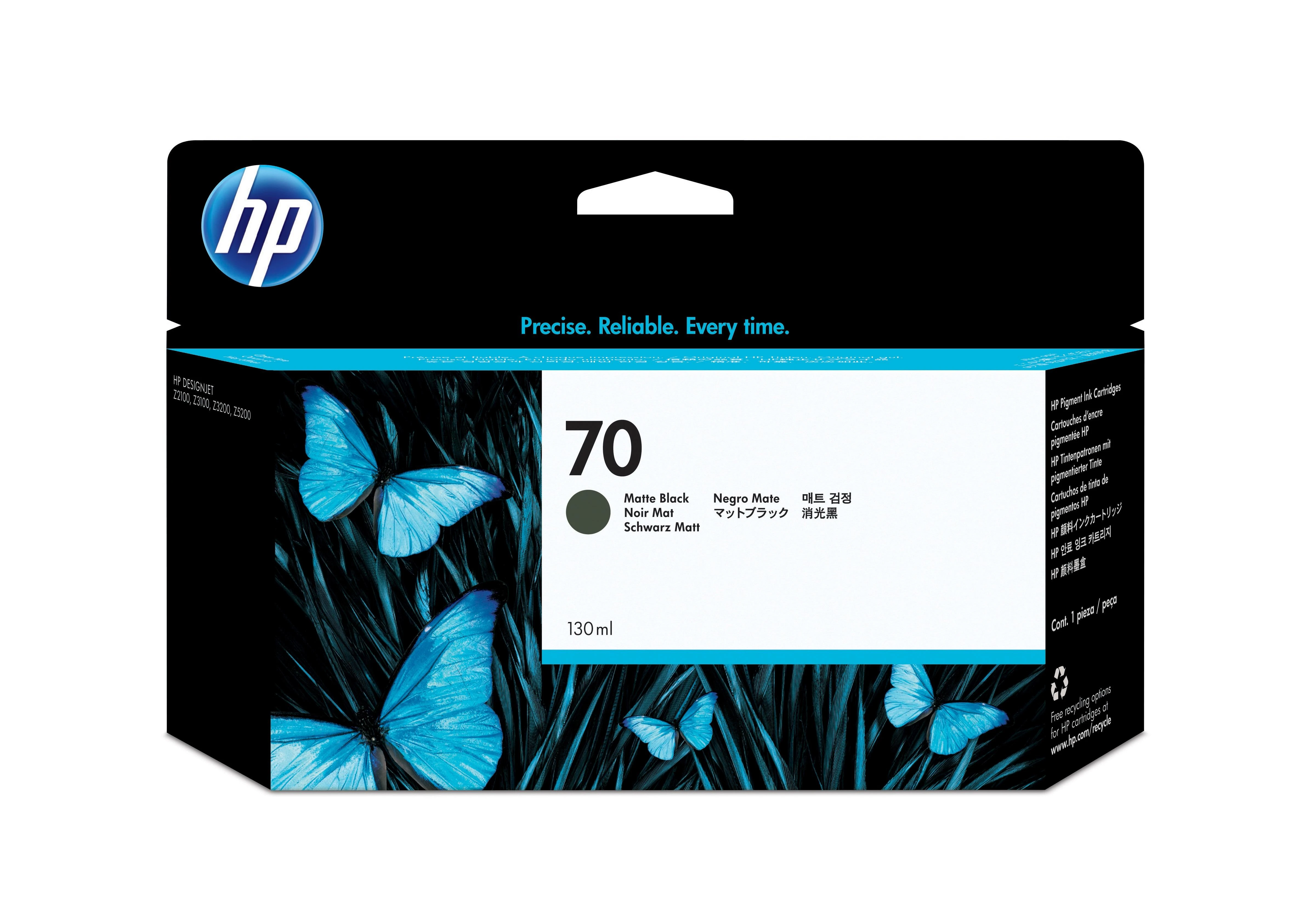 Hewlett Packard (HP) HP 70 Matte Juodas rašalo kasetė su Vivera Ink, 130ml, skirta HP DesignJet Z3100, Z2100