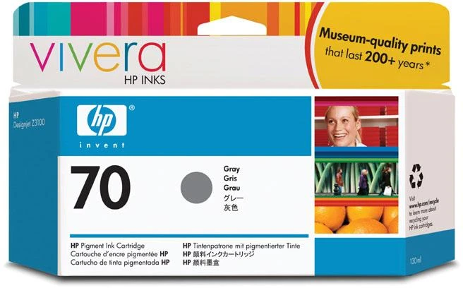 Hewlett Packard (HP) HP Nr.70 Rašalo krepšelis. Pilkas su Vivera rašalu (130 ml)