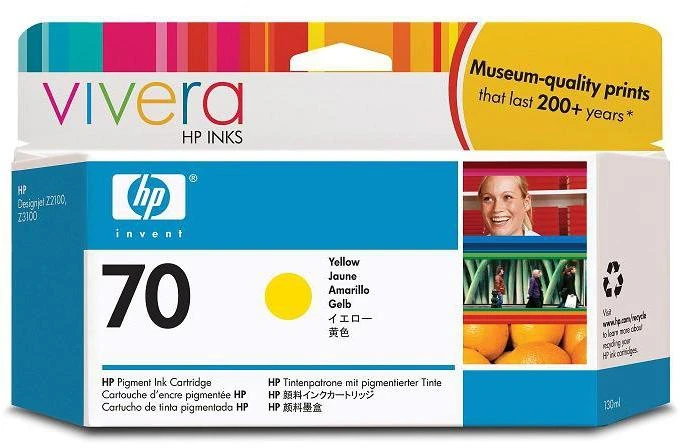 Hewlett Packard (HP) HP Nr.70 Rašalo krepšelis. Geltona su Vivera rašalu (130 ml)