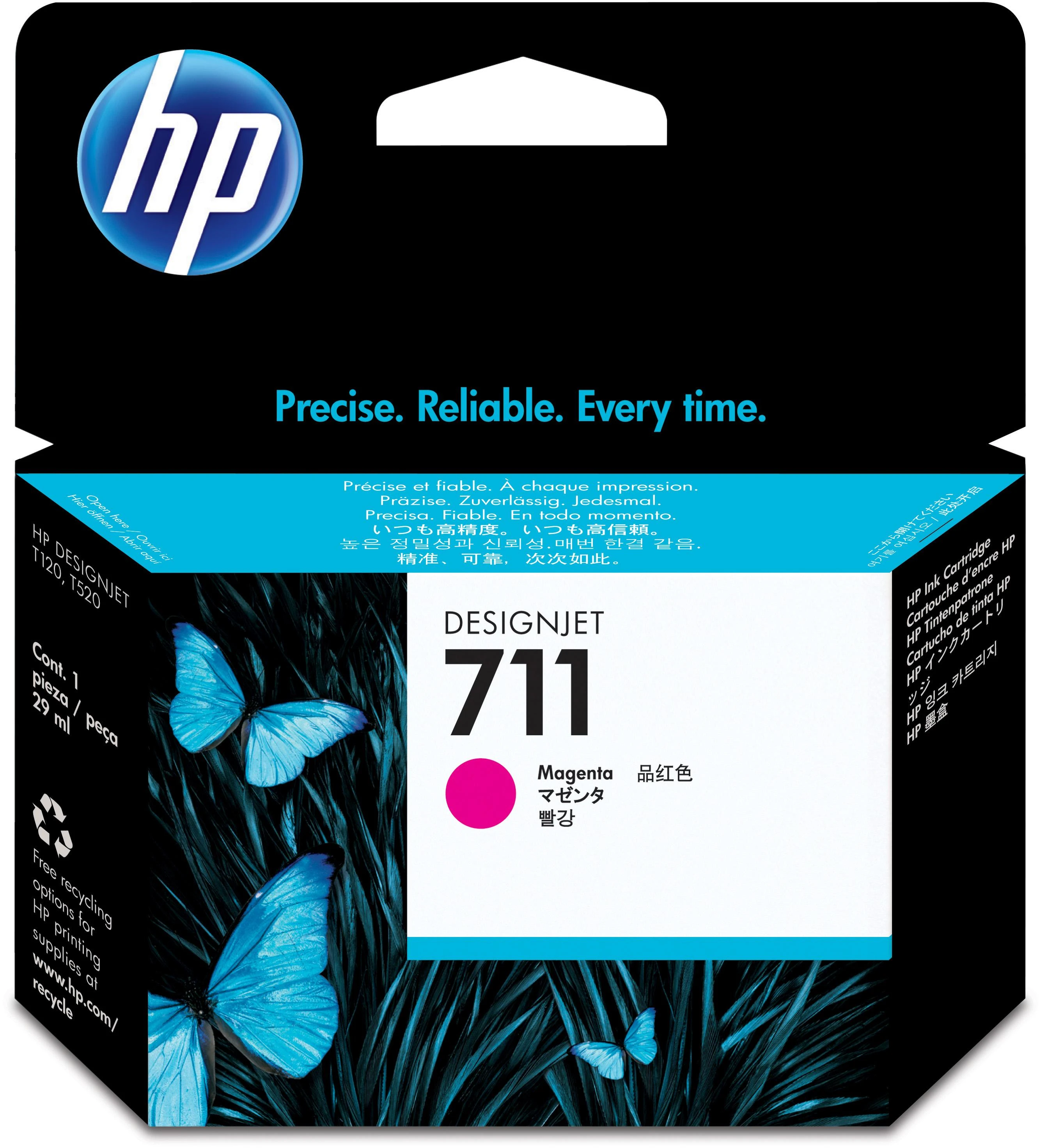Hewlett Packard (HP) HP 711 Magenta rašalo kasetė, 29 ml, skirta HP DesignJet T120, T520