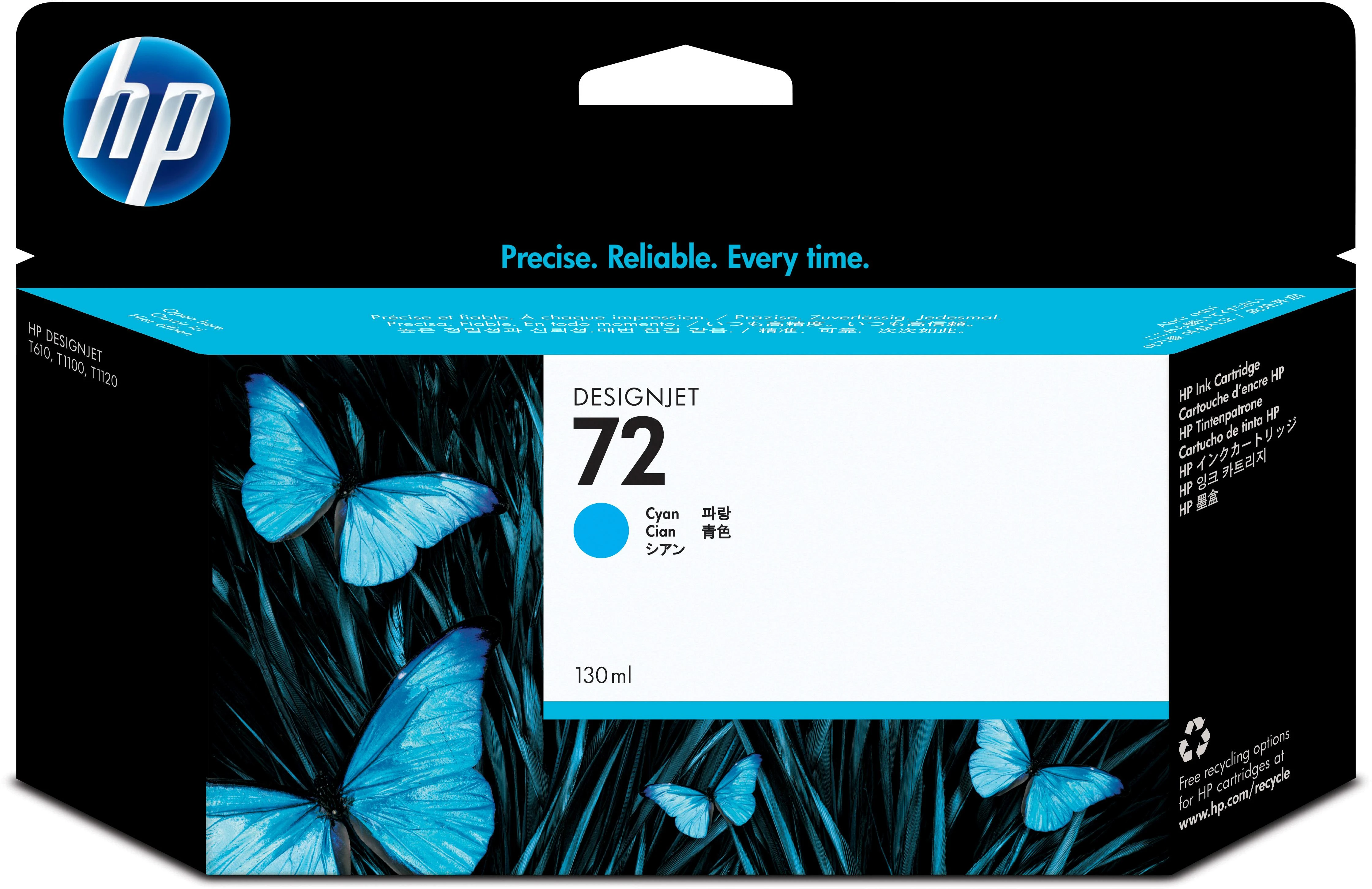 Hewlett Packard (HP) HP no.72 Ink Cart. Žydra spalva su Vivera rašalu (130 ml)