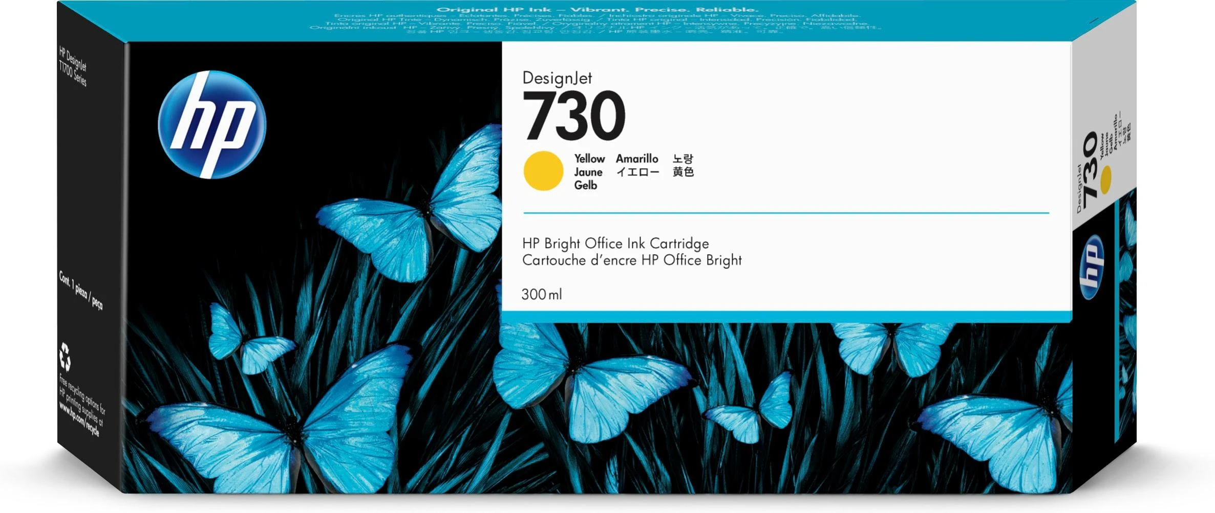 Hewlett Packard (HP) HP 730 300 ml geltonos spalvos rašalo kasetė