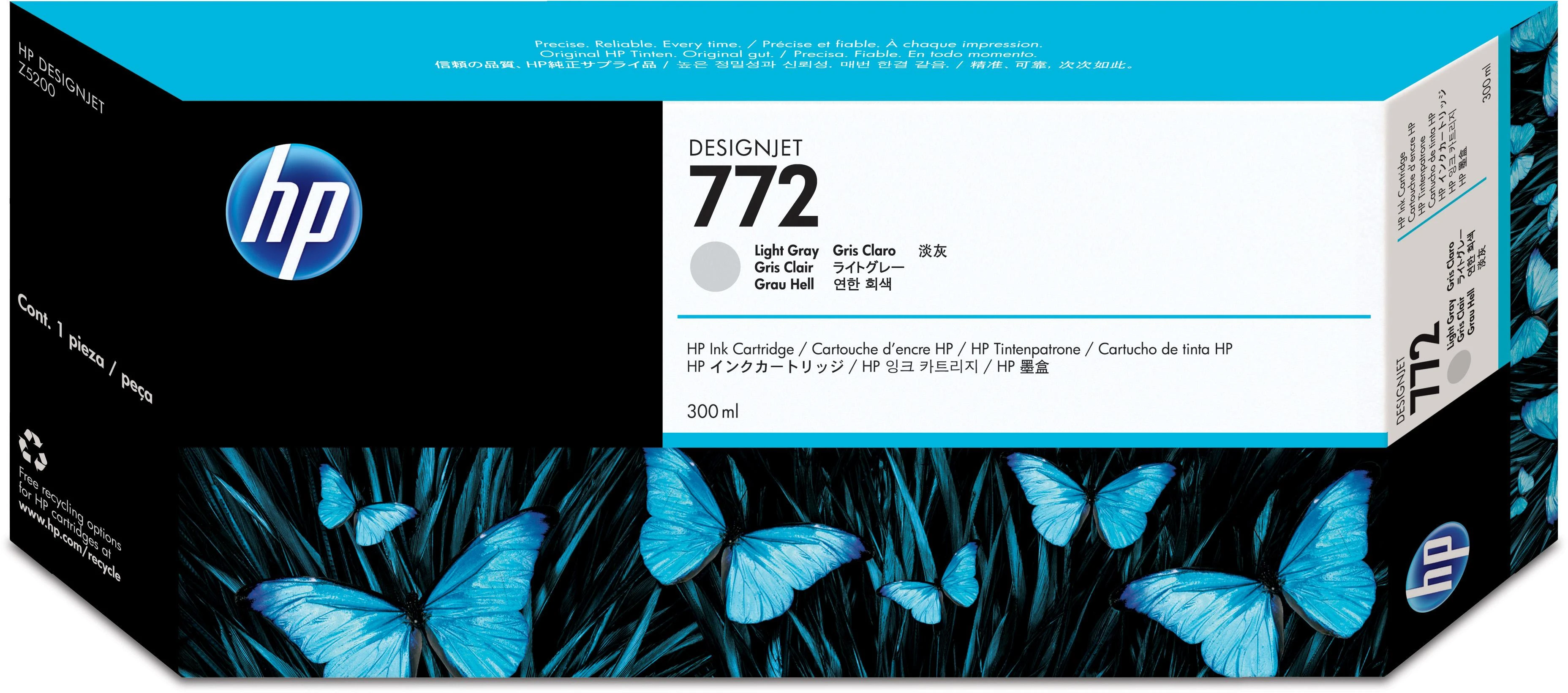 Hewlett Packard (HP) HP 772 Light Pilkas rašalo kasetė, 300 ml, skirta HP Designjet