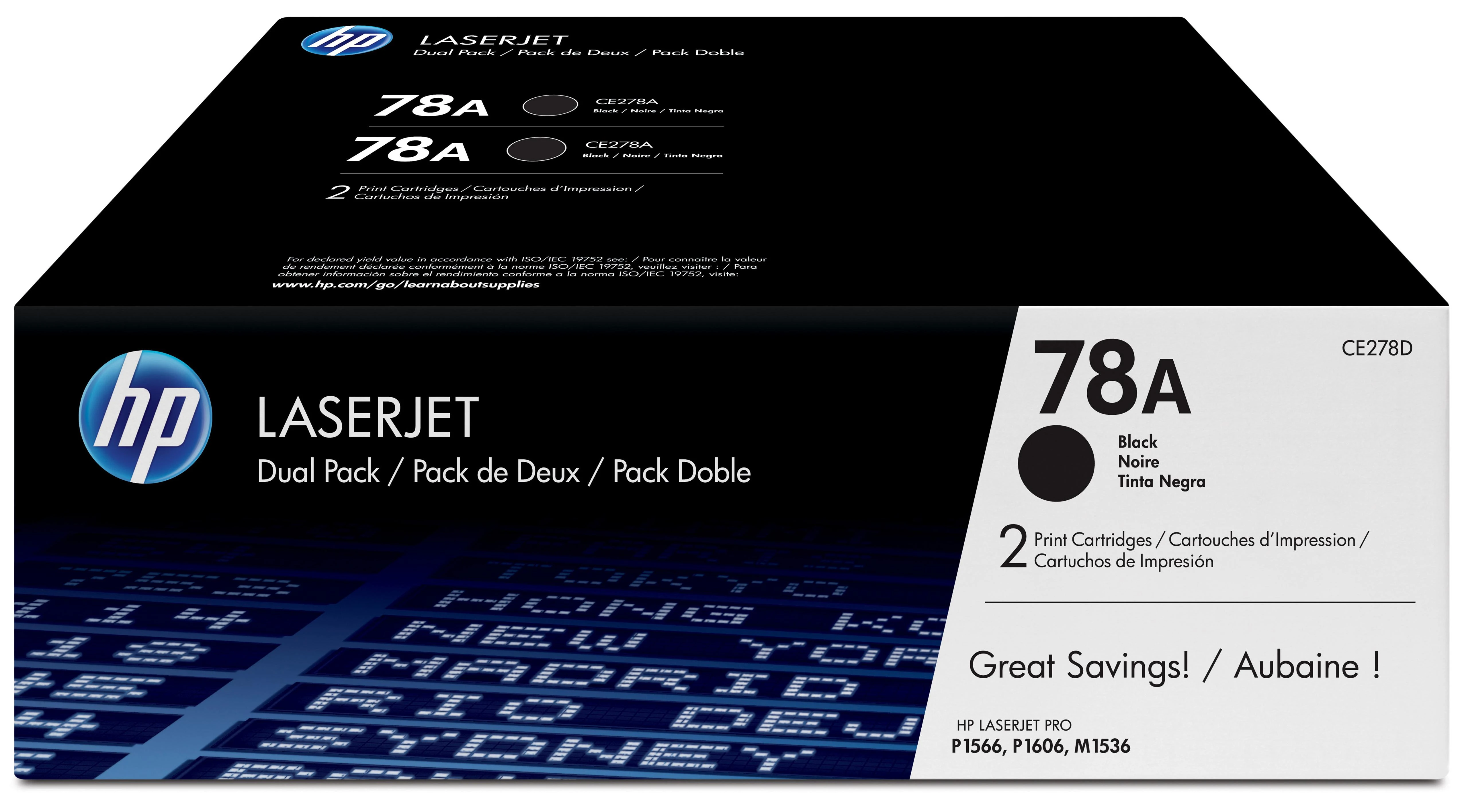 Hewlett Packard (HP) HP Toneris Juodas 78A, skirtas LaserJet P1566,P1606dn,M1536, dviguba pakuotė (2x2.100 puslapių)