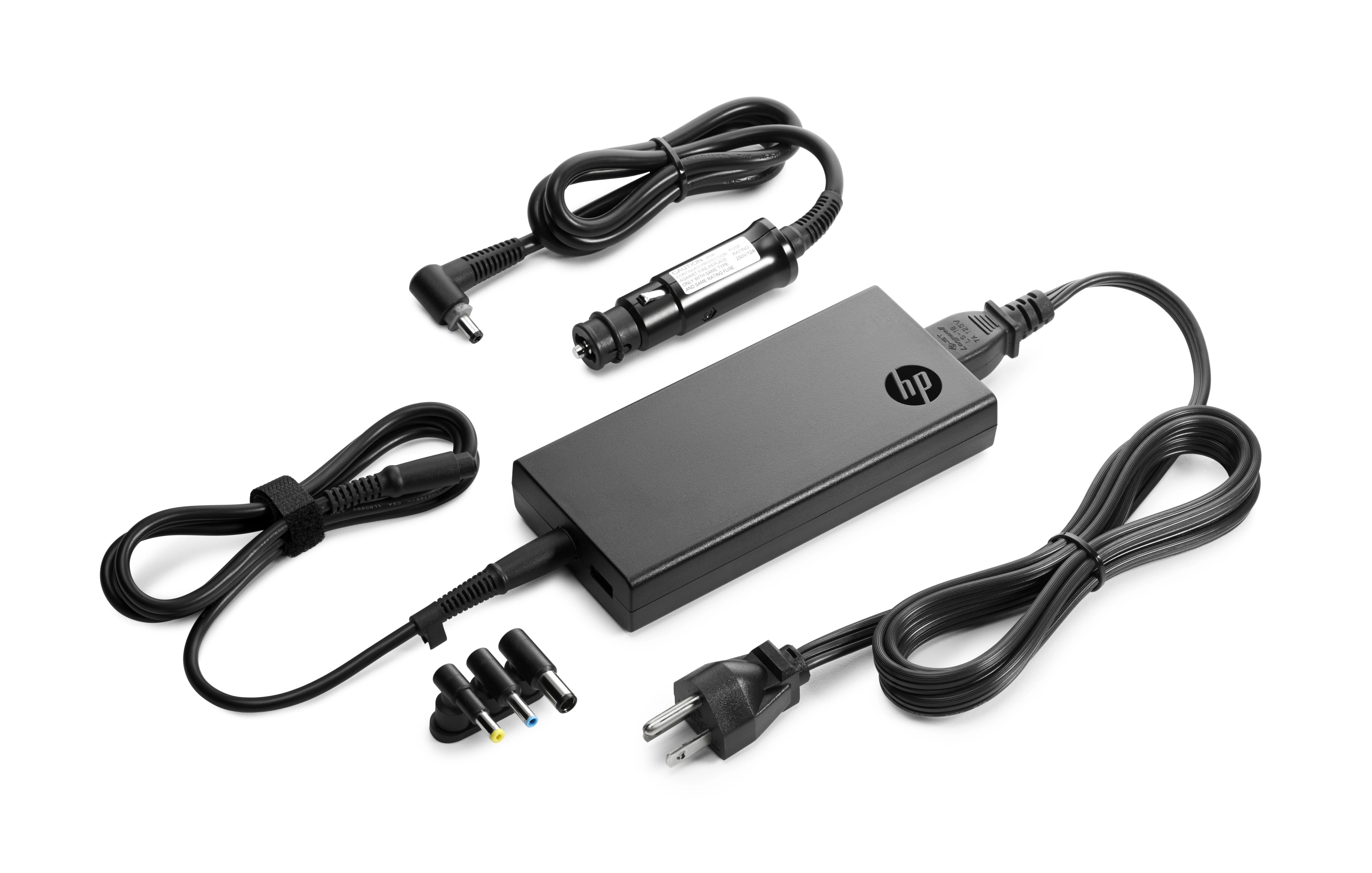HP 90W nešiojamojo kompiuterio įkroviklis su automobilio adapteriu