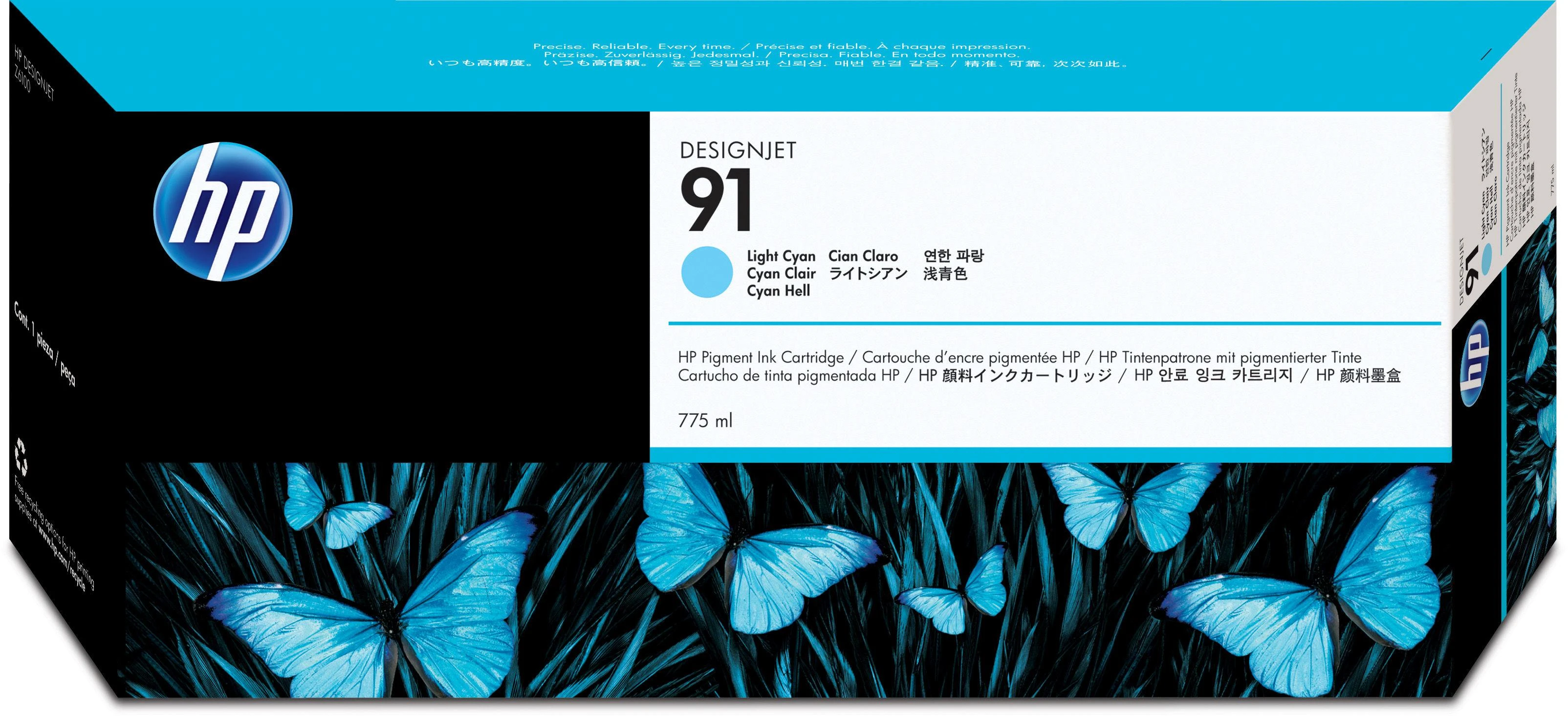 Hewlett Packard (HP) HP nr. 91 rašalo kasetė. Šviesiai žydra su „Vivera“ rašalu (775 ml)