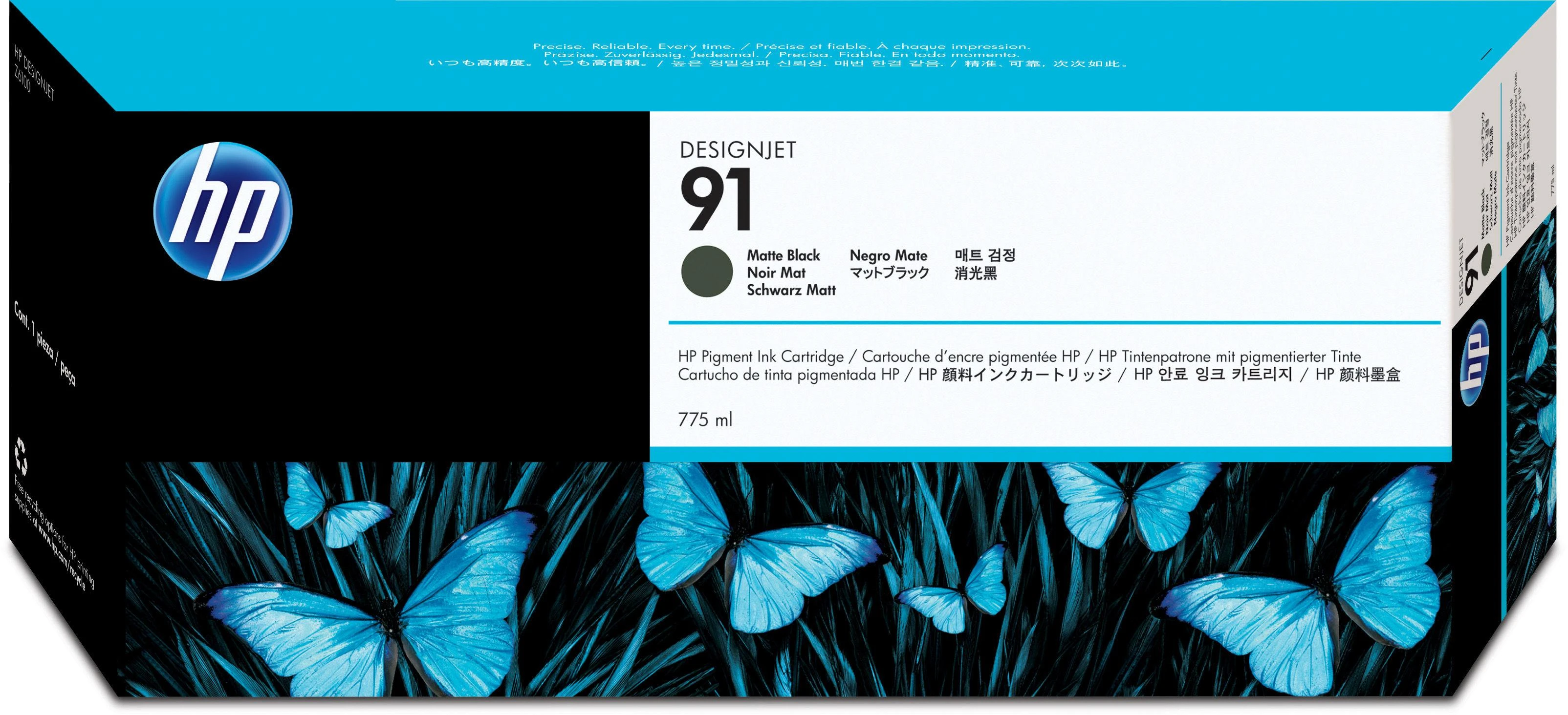 Hewlett Packard (HP) HP 91 ink juodas matte Vivera 775ml DesignJet Z6100