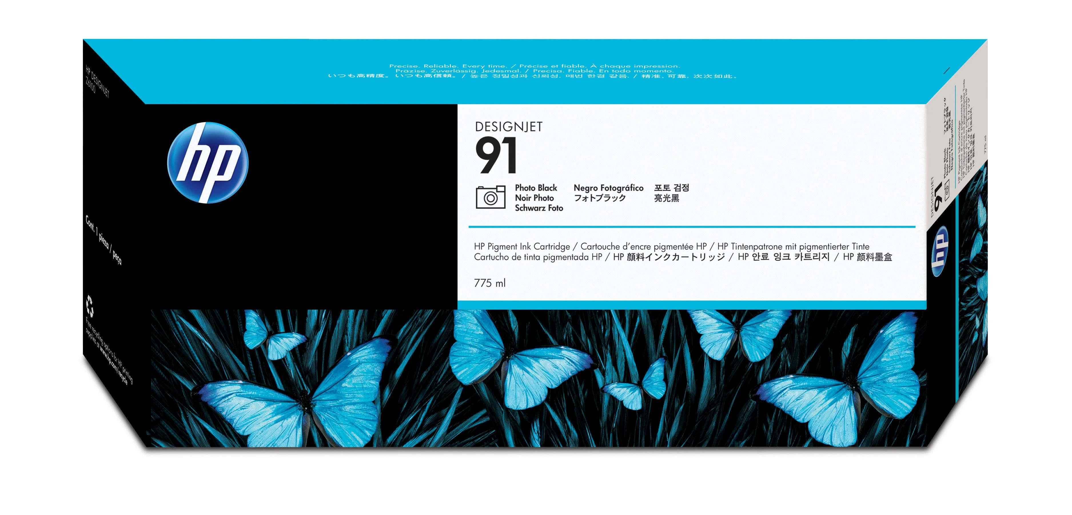 Hewlett Packard (HP) HP 91 775 ml Photo Juodas DesignJet pigmento rašalo kasetė