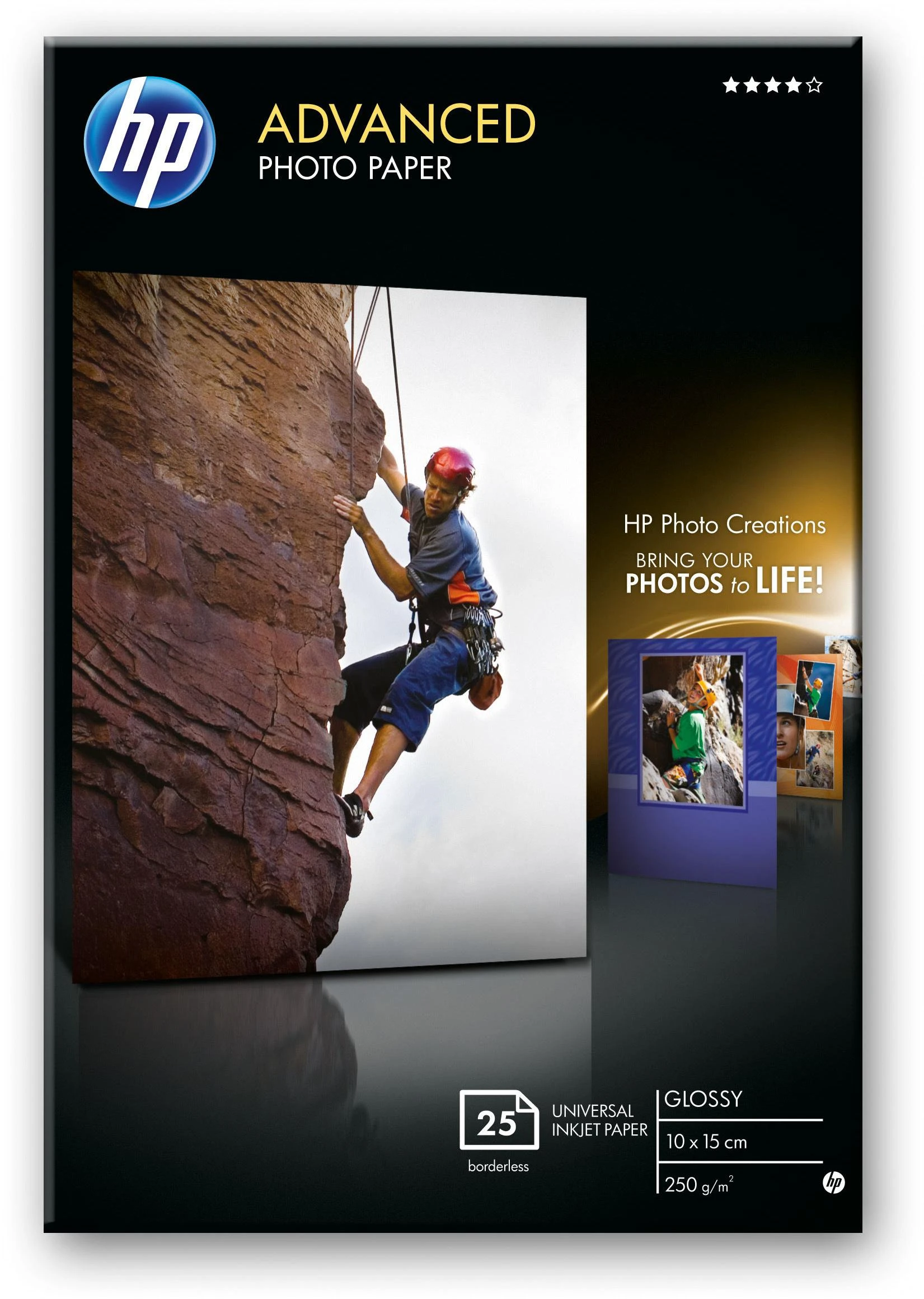 Hewlett Packard (HP) HP Advanced Photo Paper blizgus 25 lapų 10x15 cm be paraščių
