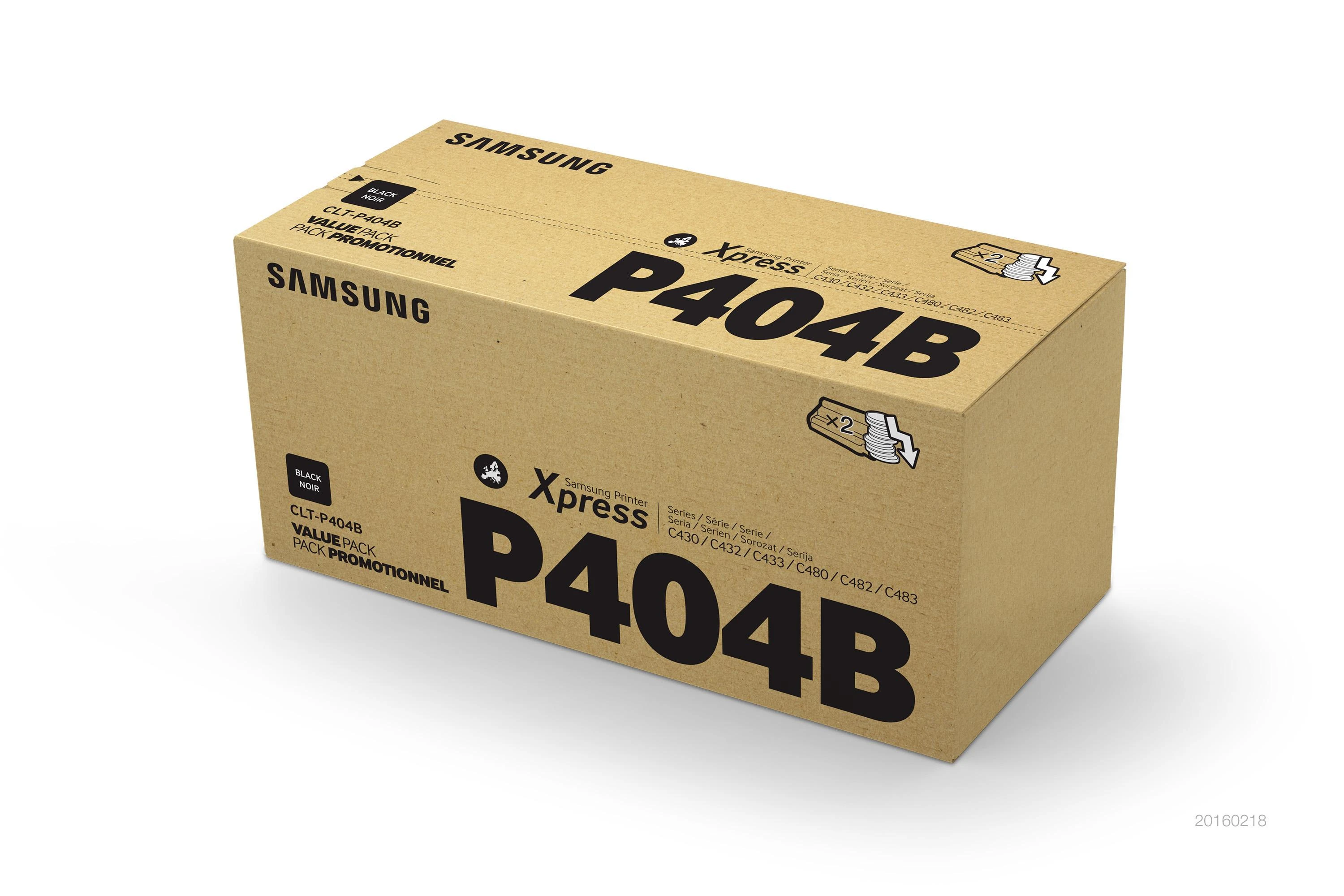 Hewlett Packard (HP) Samsung Dviguba pakuotė CLT-P404B/ELS (SU364A), juoda kasetė