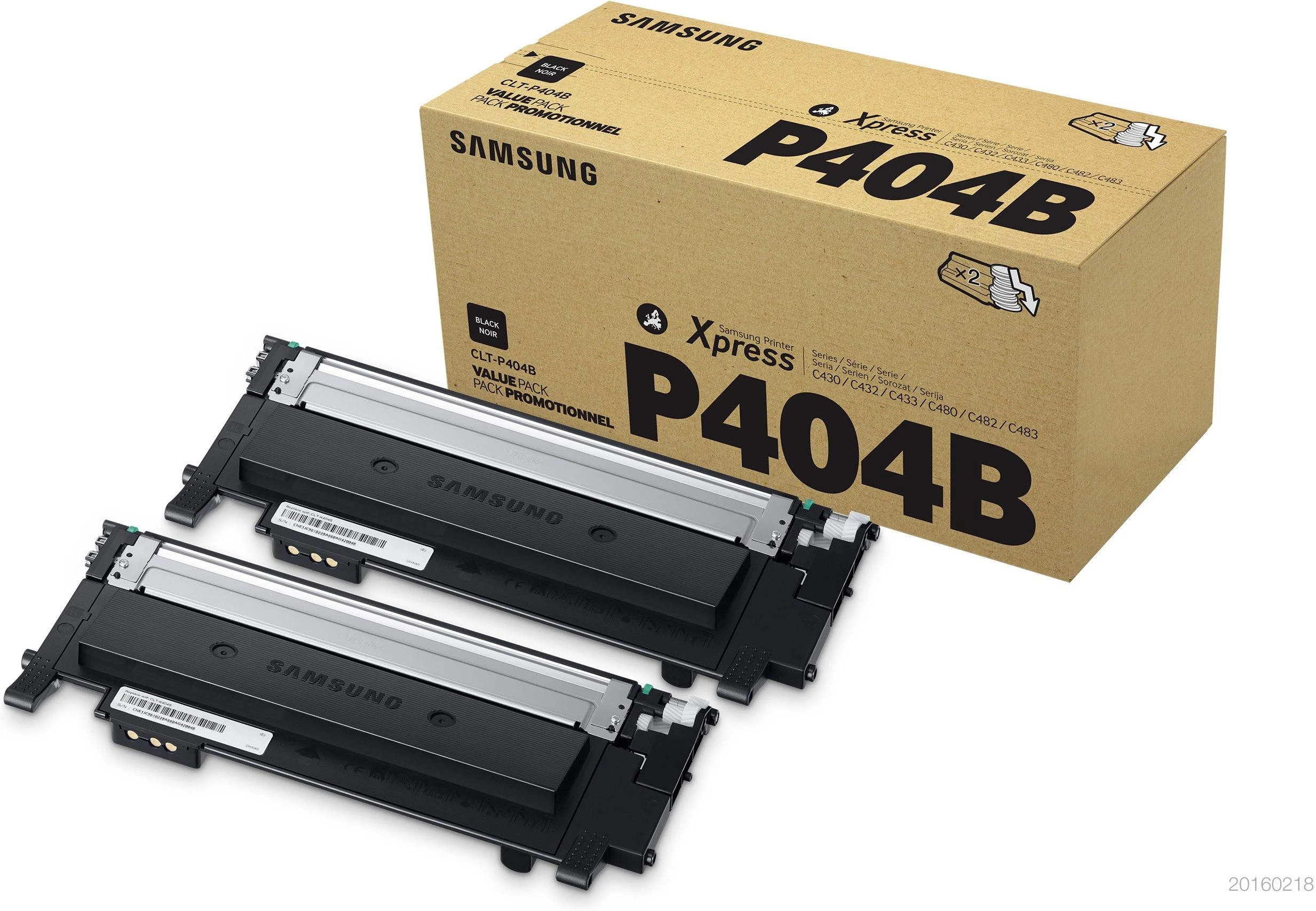 Hewlett Packard (HP) Samsung Dviguba pakuotė CLT-P404B/ELS (SU364A), juoda kasetė