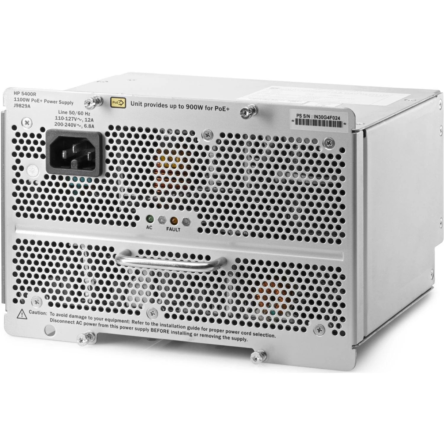 Šakotuvas Hewlett Packard (HP) HP Enterprise J9829A – Maitinimo šaltinis – Aruba 5400R zl2 – 1100 W – 110 – 240 V – 50/60 Hz – 189,2 mm