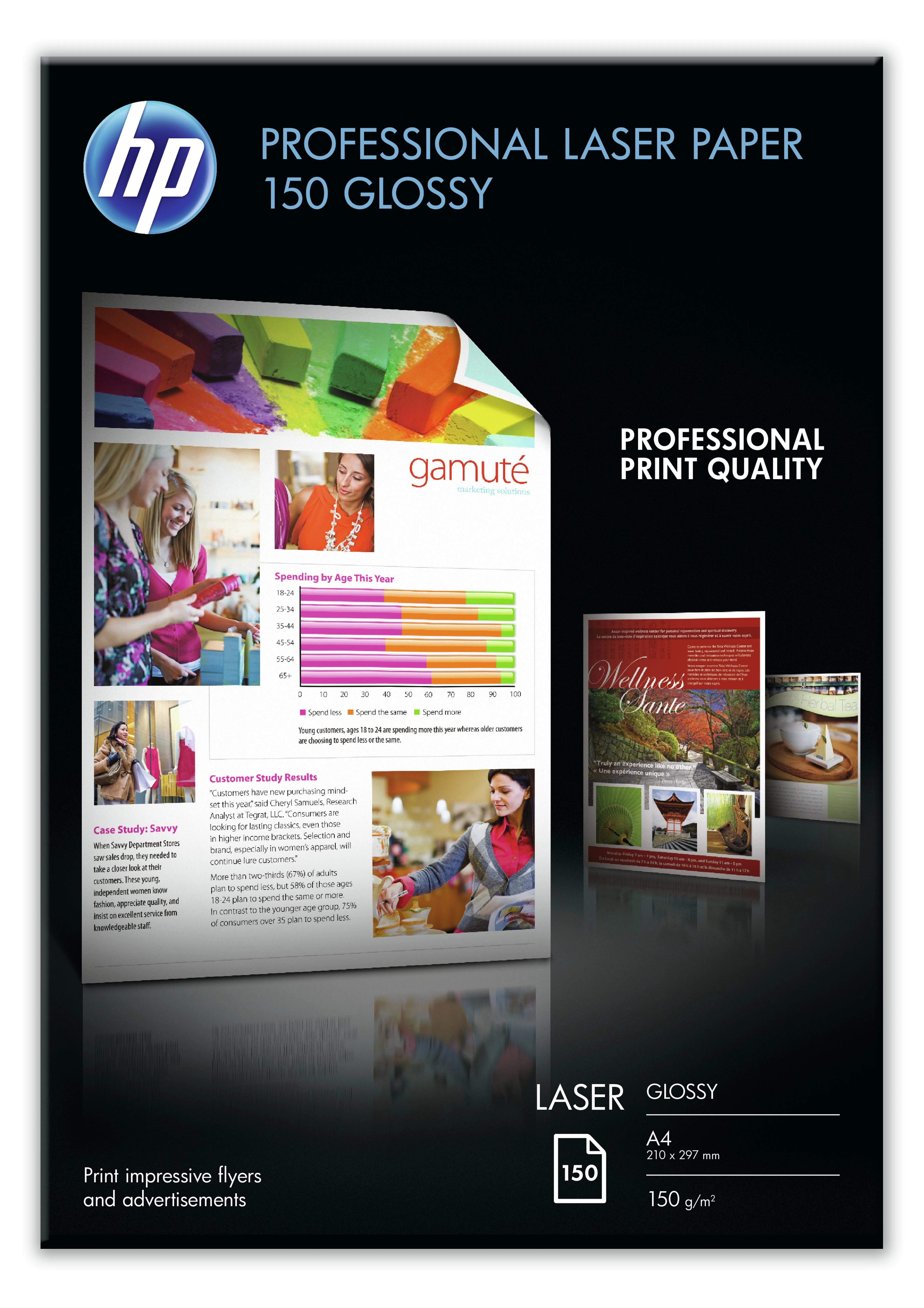 HP profesionalus blizgus lazerinis popierius 150 gsm-150 sht/A4/210 x 297 mm