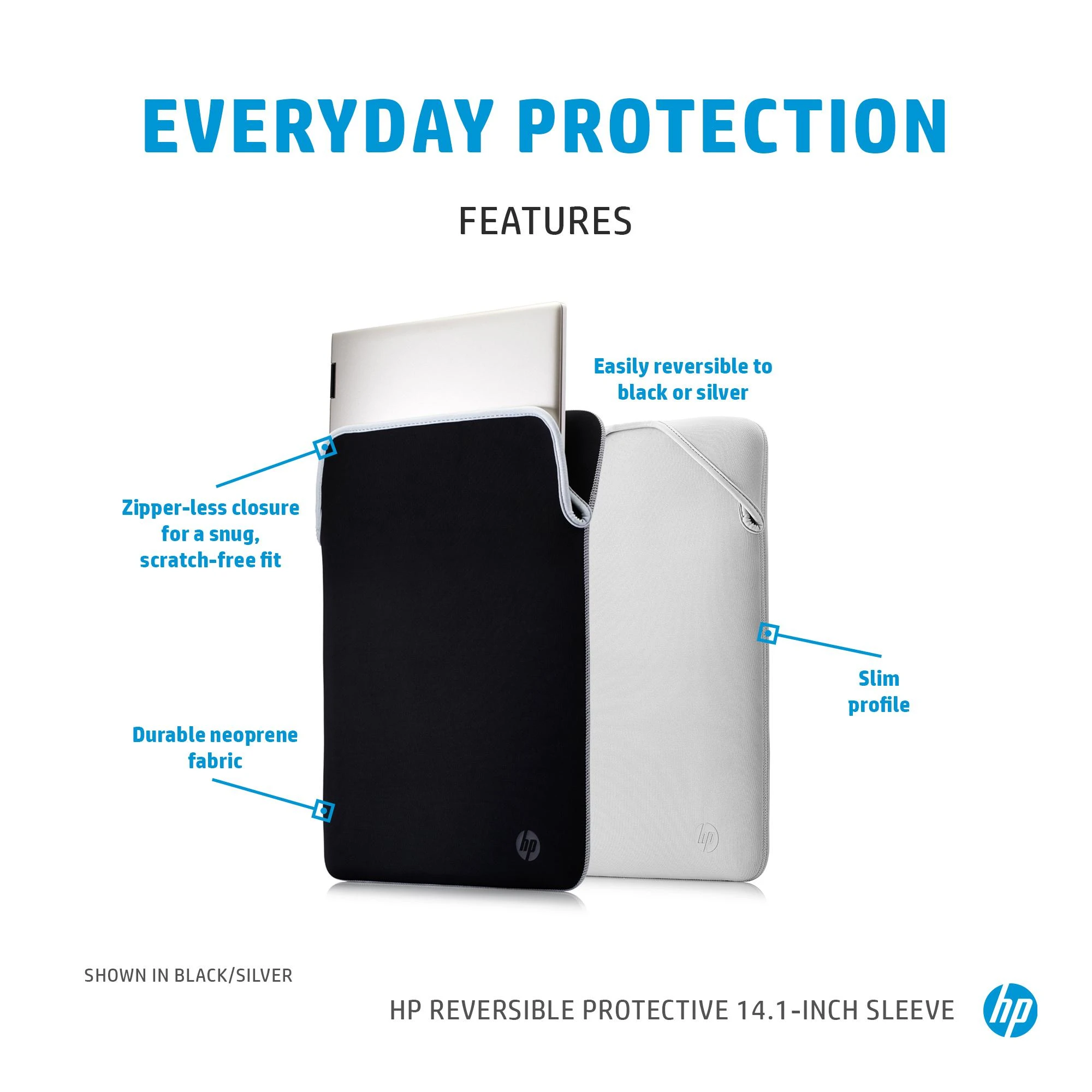 Hewlett Packard (HP) HP 14 dvipusė rankovė, dezinfekuojama – pilka, alyvinė