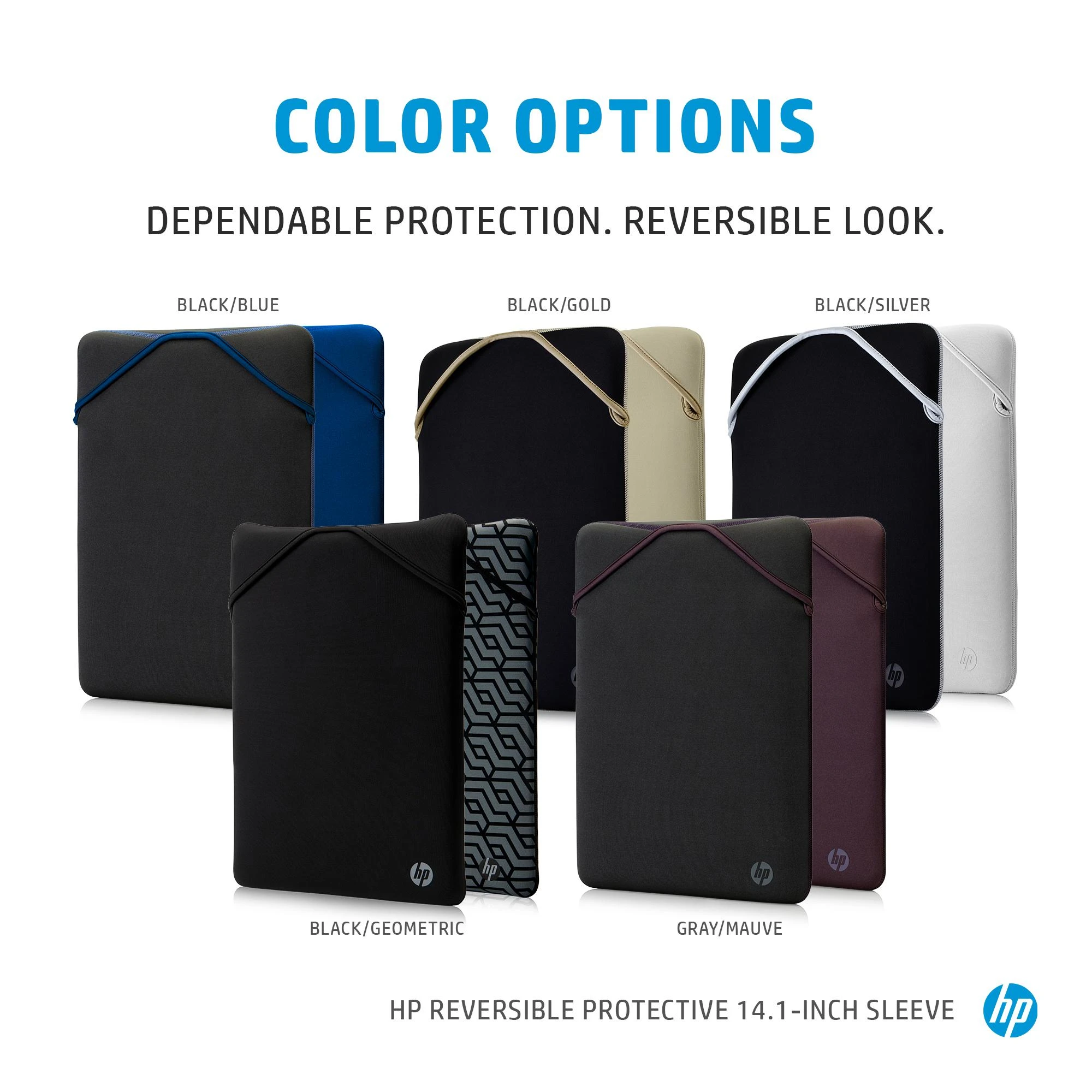 Hewlett Packard (HP) HP 14 Reversible Sleeve, Sanitizable - Juodas, Mėlyna