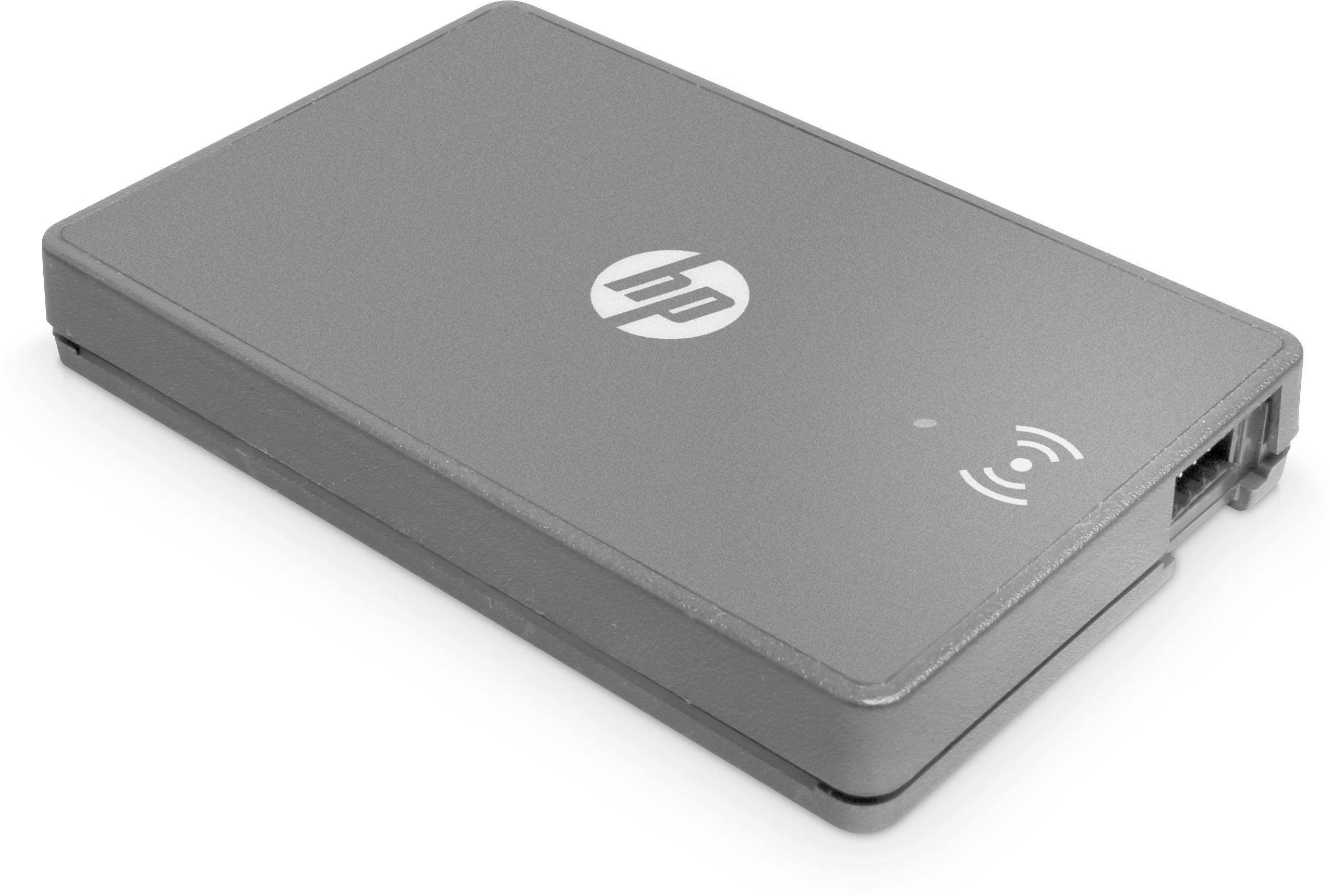 Pilkas HP USB kortelių skaitytuvas su NFC piktograma