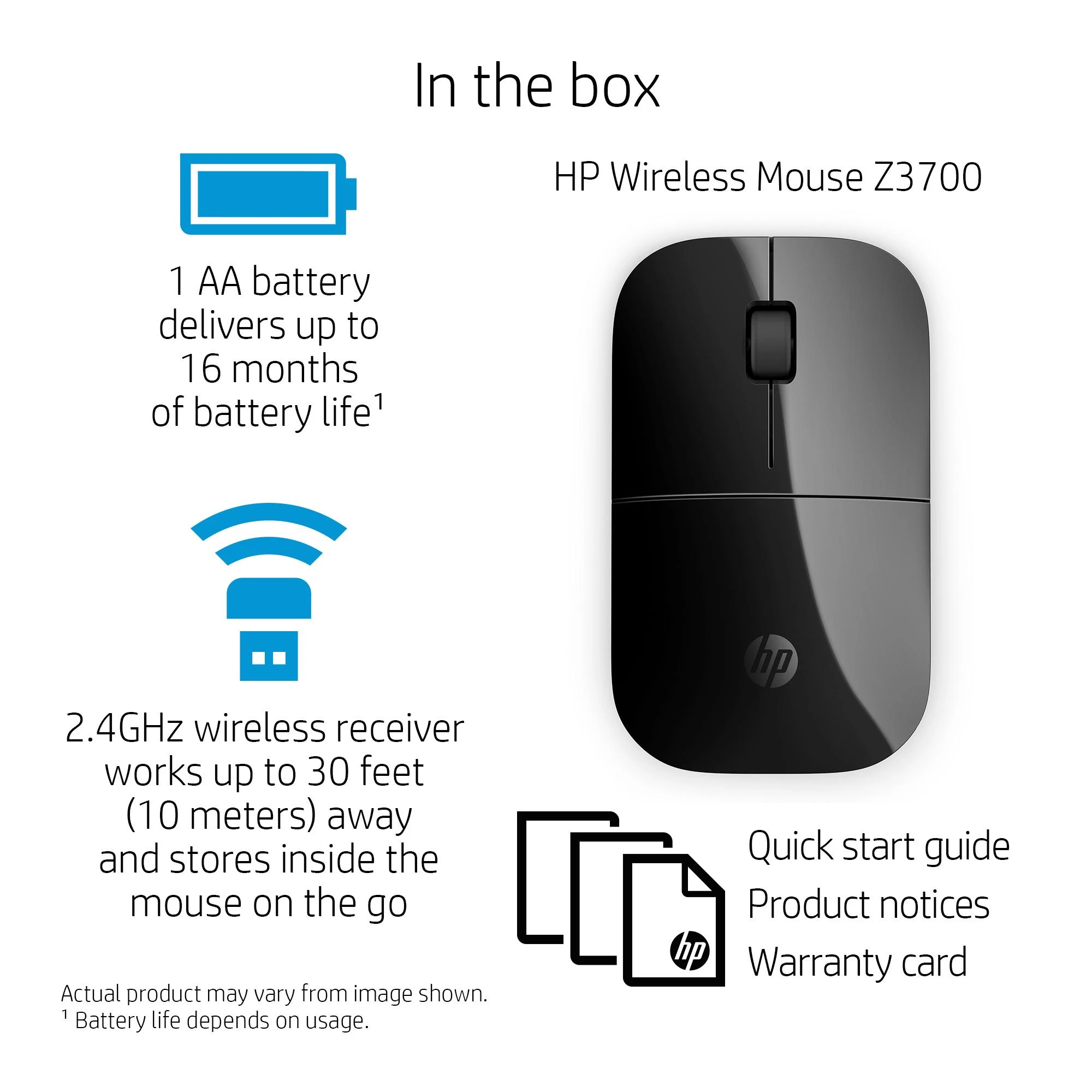 Hewlett Packard (HP) HP Z3700 Belaidė pelė - Juodas