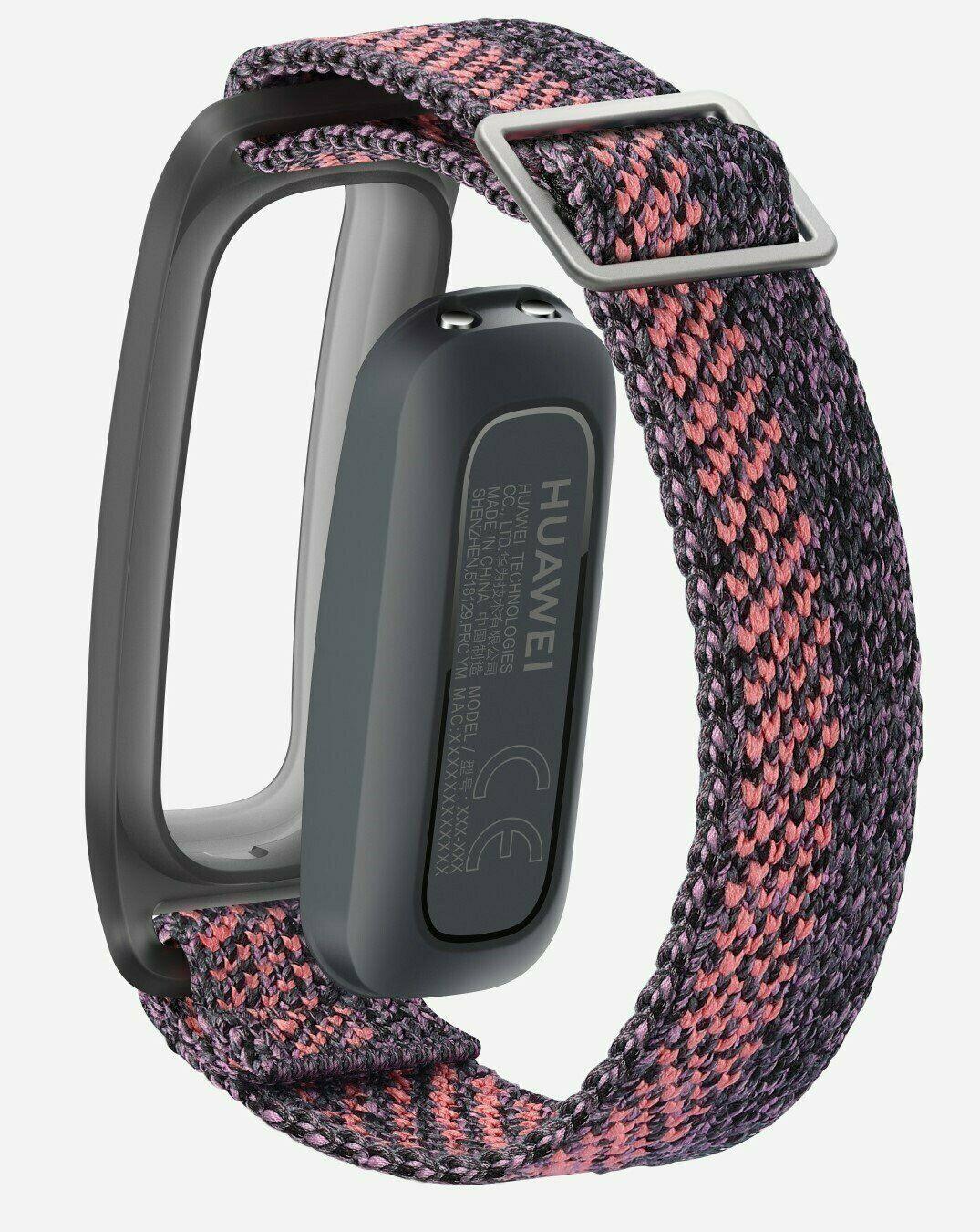 Išmanioji apyrankė Huawei Band 4e, Juodos spalvos su nailoniniu Coral Sakura  spalvos dirželiu | Varle.lt