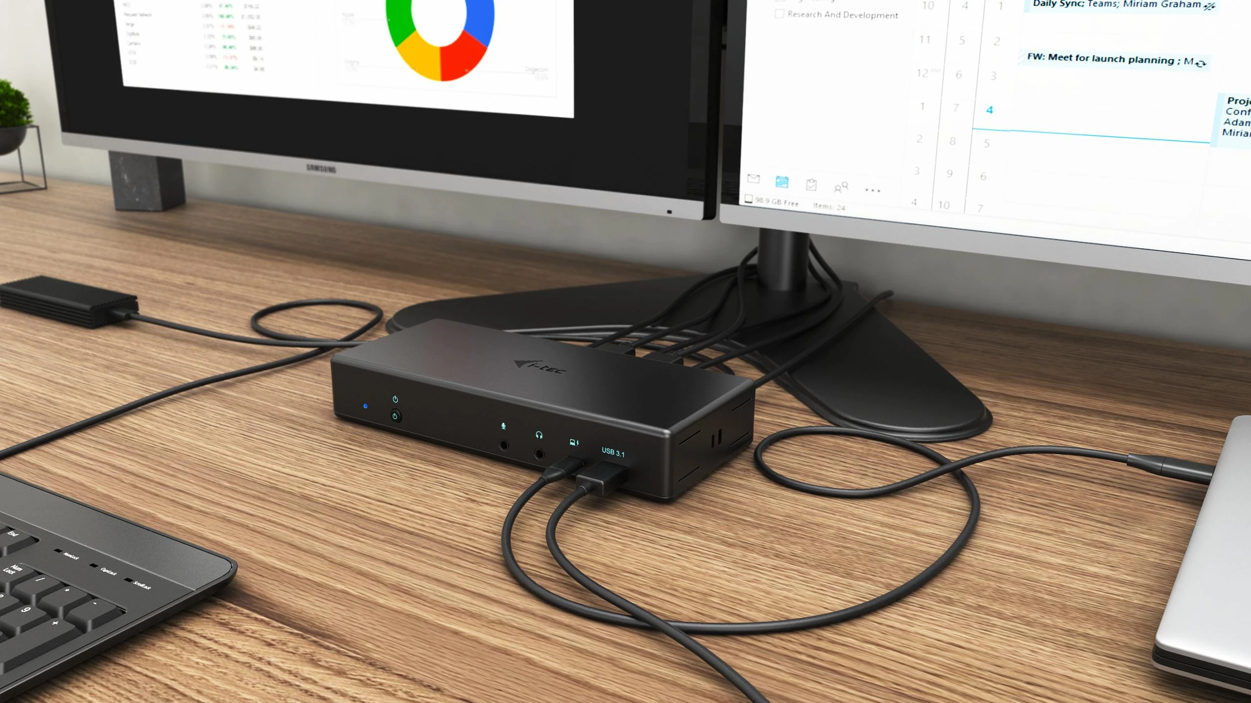 I-TEC USB-C Quattro Ekranas prijungimo stotis 2xDP 2xHDMI 1xGLAN 5xUSB 3.0 1xUSB-C-Data 1xGarsas 1xMic 85W PD KL