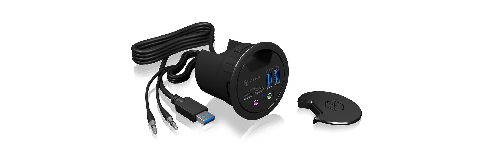 Icy Box stalinis USB 3.0 šakotuvas su garso jungtimis