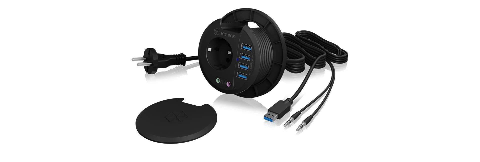 ICY BOX stalo lizdas su USB 3.0 ir garso jungtimis