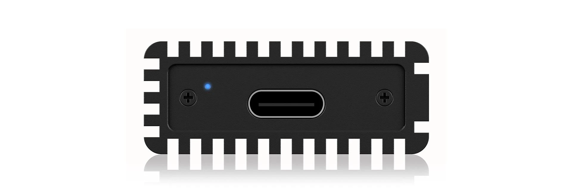 ICY BOX SSD korpusas: USB-C jungtis ir indikatorius
